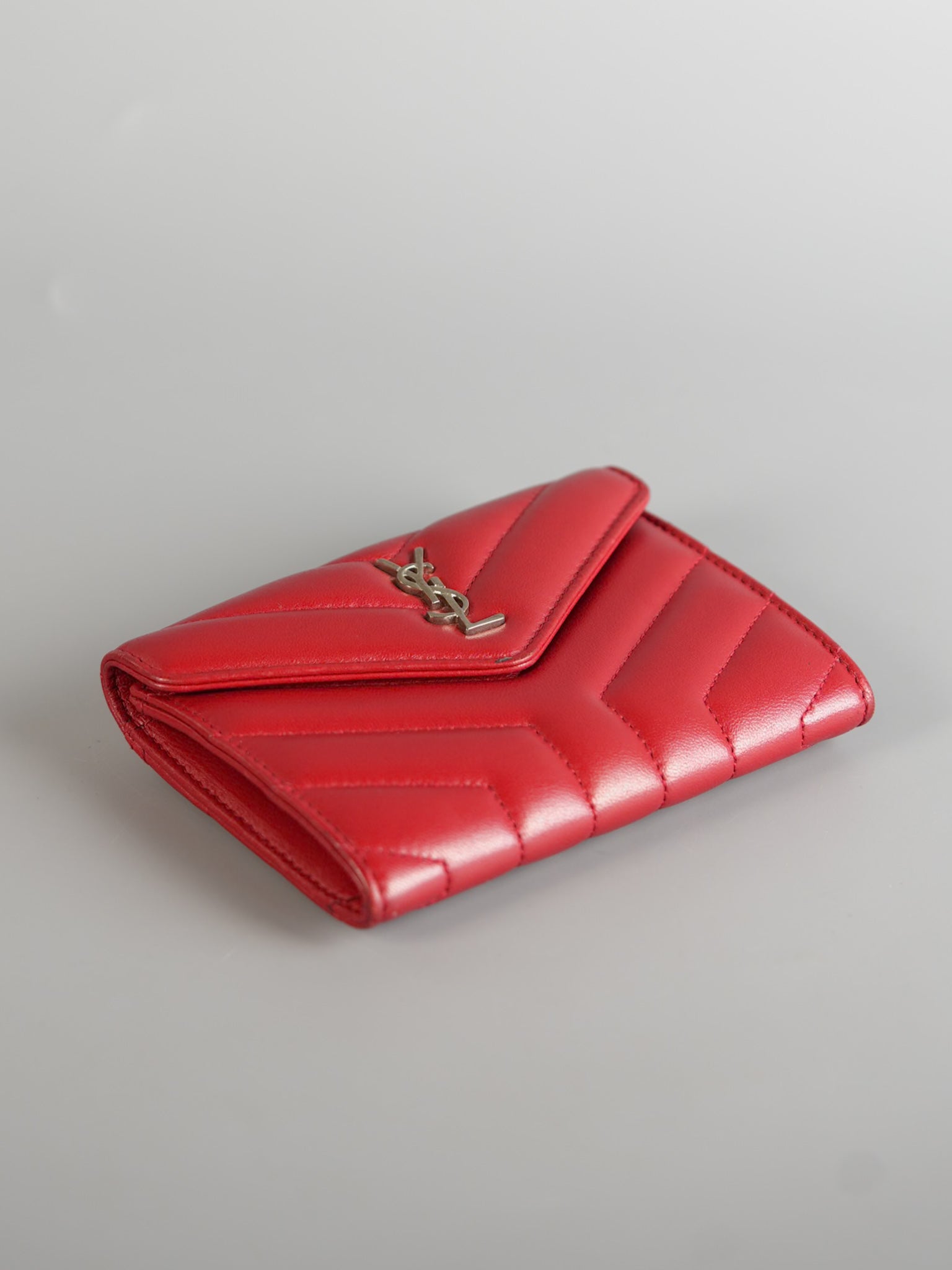 Flap Wallet in Red Lambskin Leather