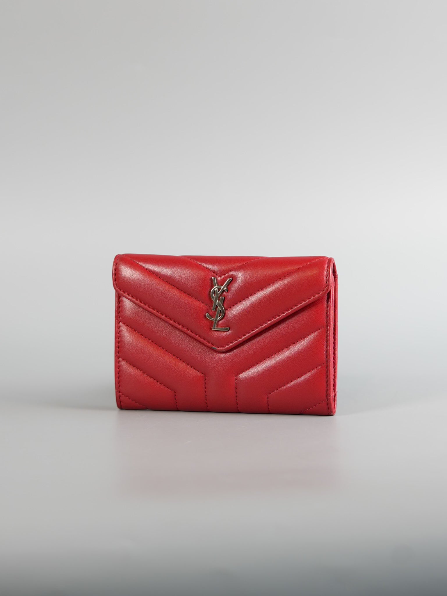 Flap Wallet in Red Lambskin Leather