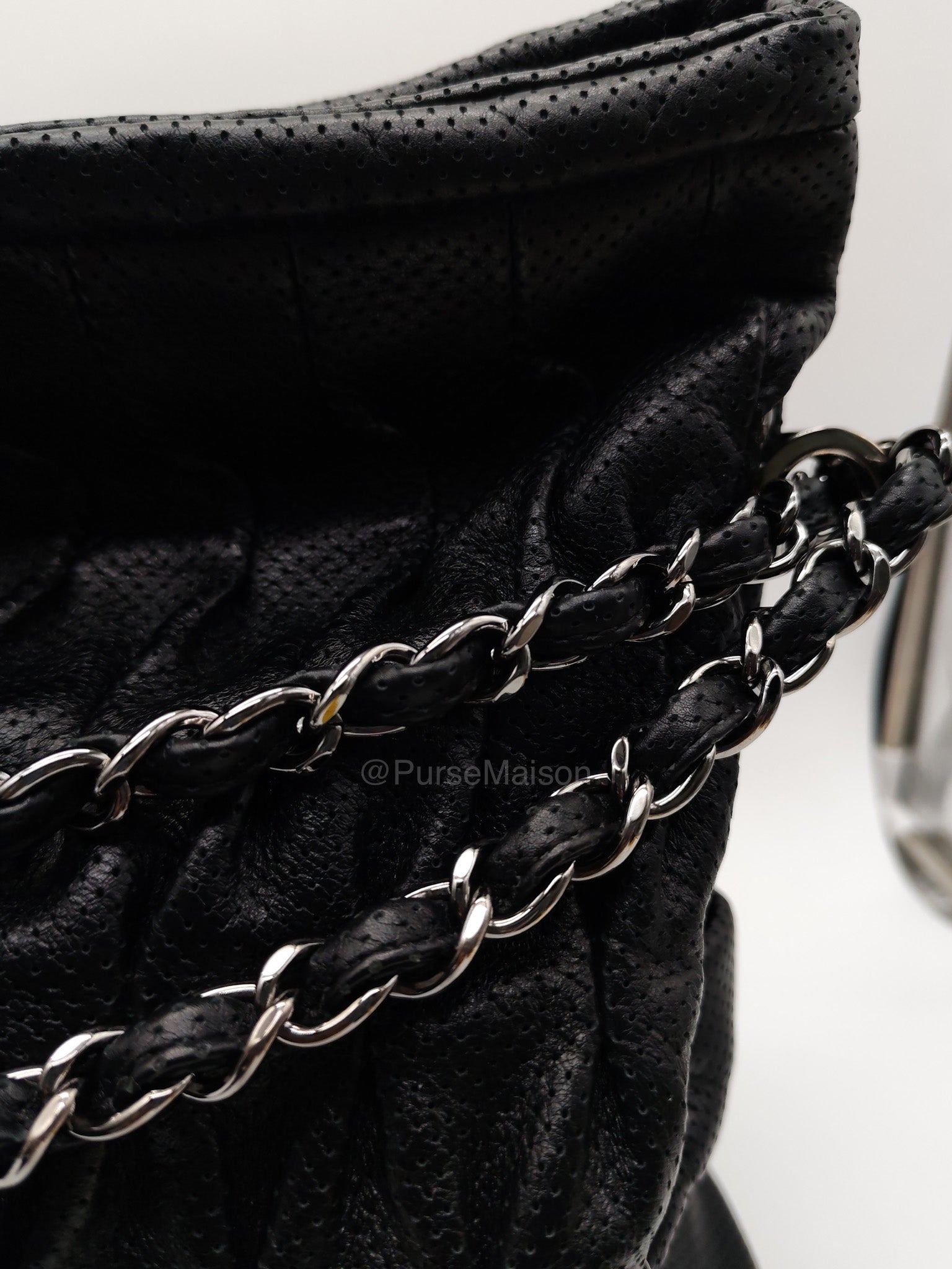 Chanel Perforated Ultimate Soft Hobo Bag in Black and Silver Hardware Series 12