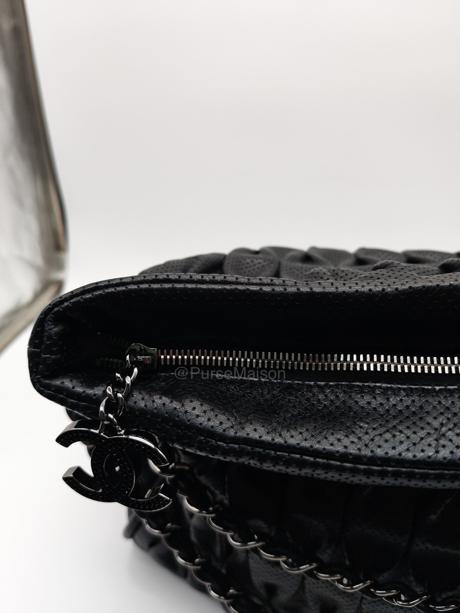 Chanel Perforated Ultimate Soft Hobo Bag in Black and Silver Hardware Series 12
