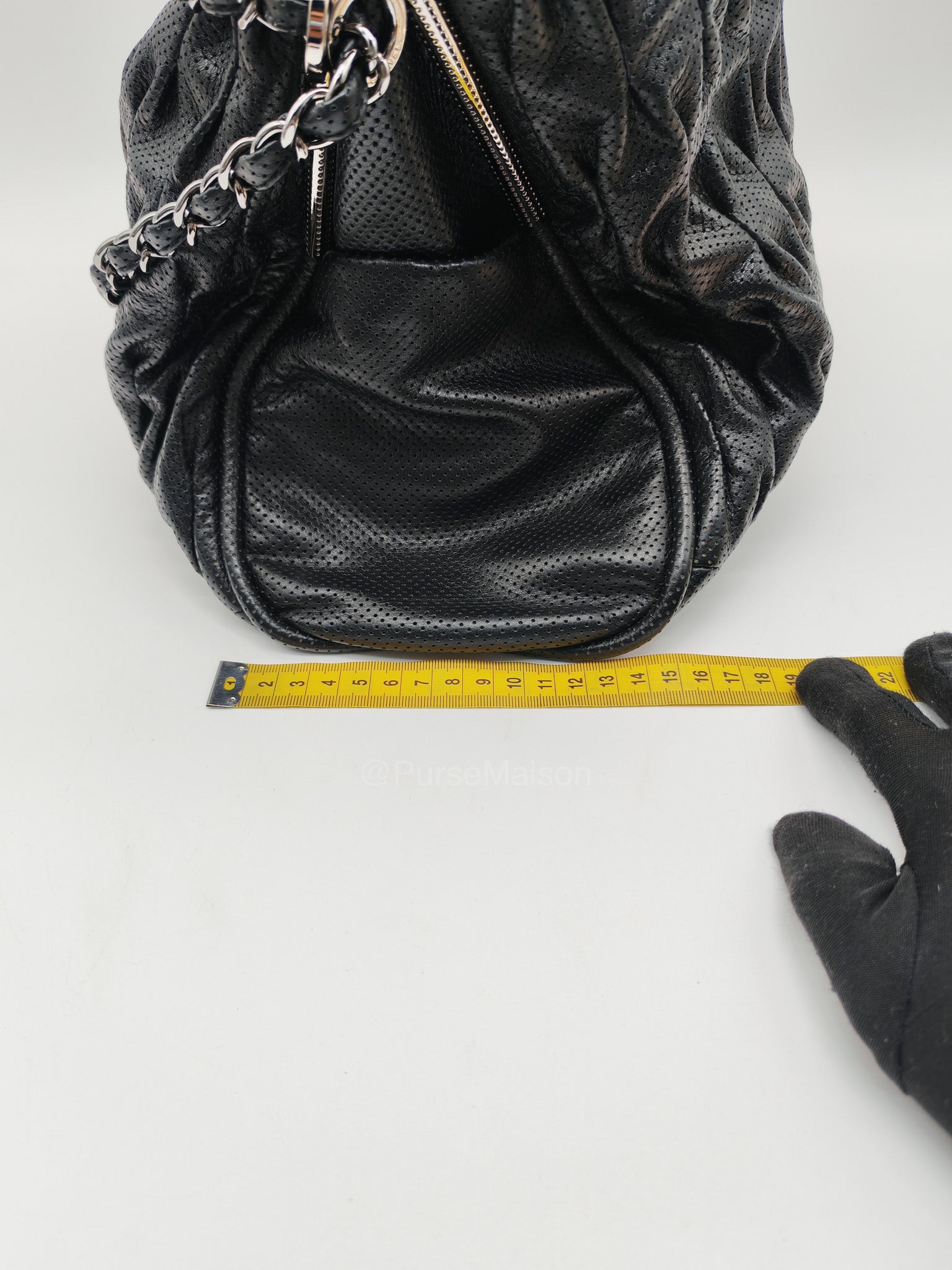 Chanel Perforated Ultimate Soft Hobo Bag in Black and Silver Hardware Series 12