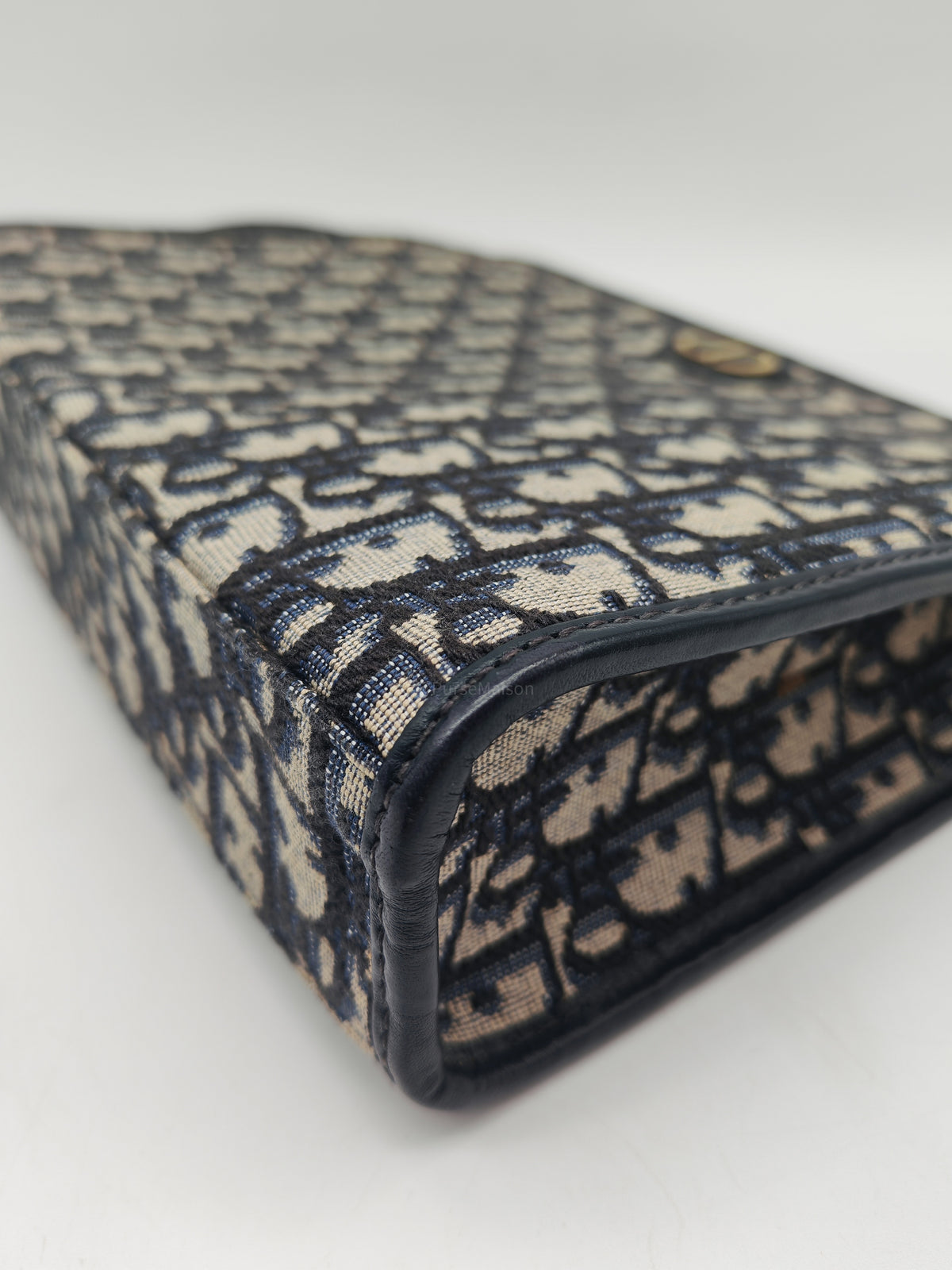 Christian Dior 30 Montaigne Dea Pouch in Blue Dior Oblique Jacquard Canvas and Gold Hardware