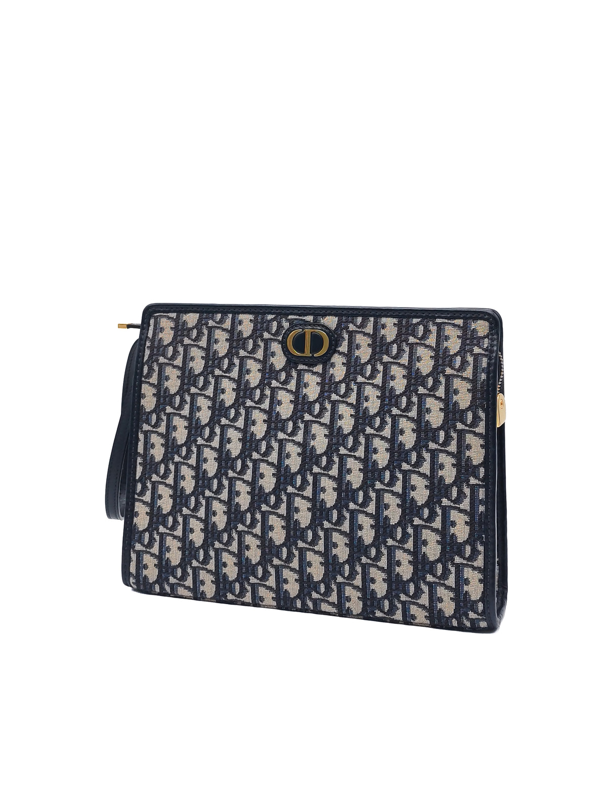 Christian Dior 30 Montaigne Dea Pouch in Blue Dior Oblique Jacquard Canvas and Gold Hardware
