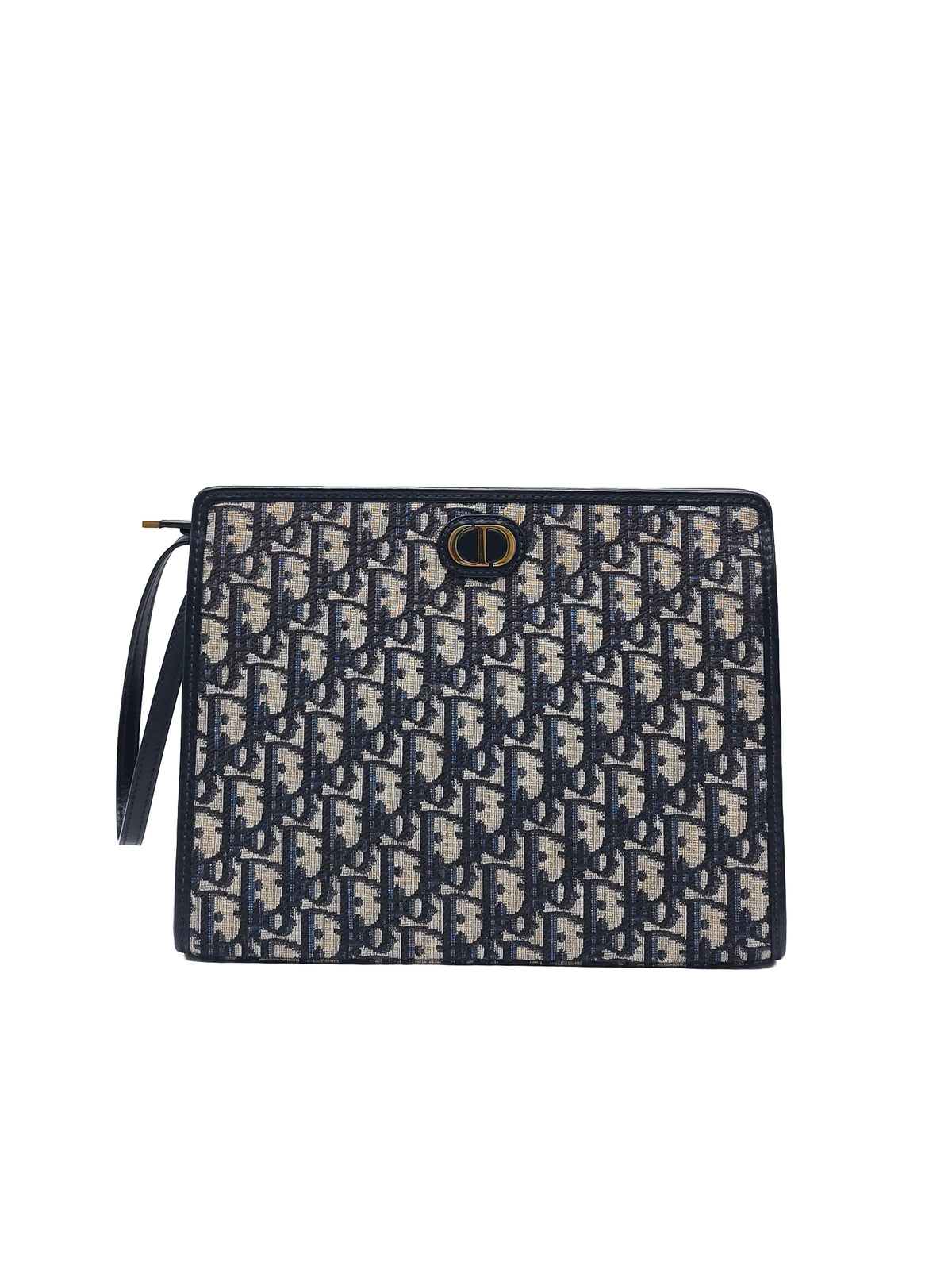 Christian Dior 30 Montaigne Dea Pouch in Blue Dior Oblique Jacquard Canvas and Gold Hardware