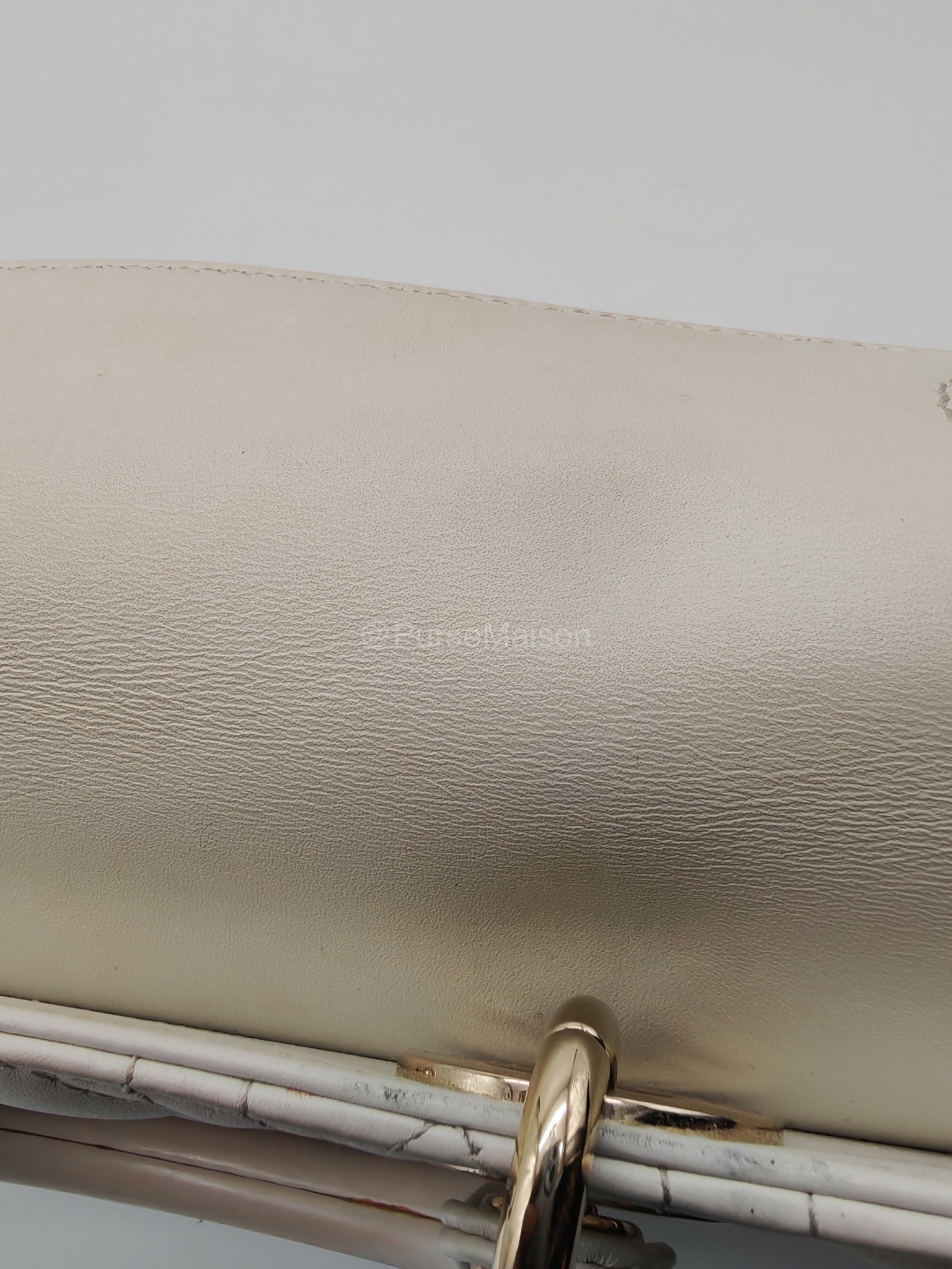 Christian Dior Lady D-Joy Medium in White Cannage Lambskin Leather Light Gold Hardware