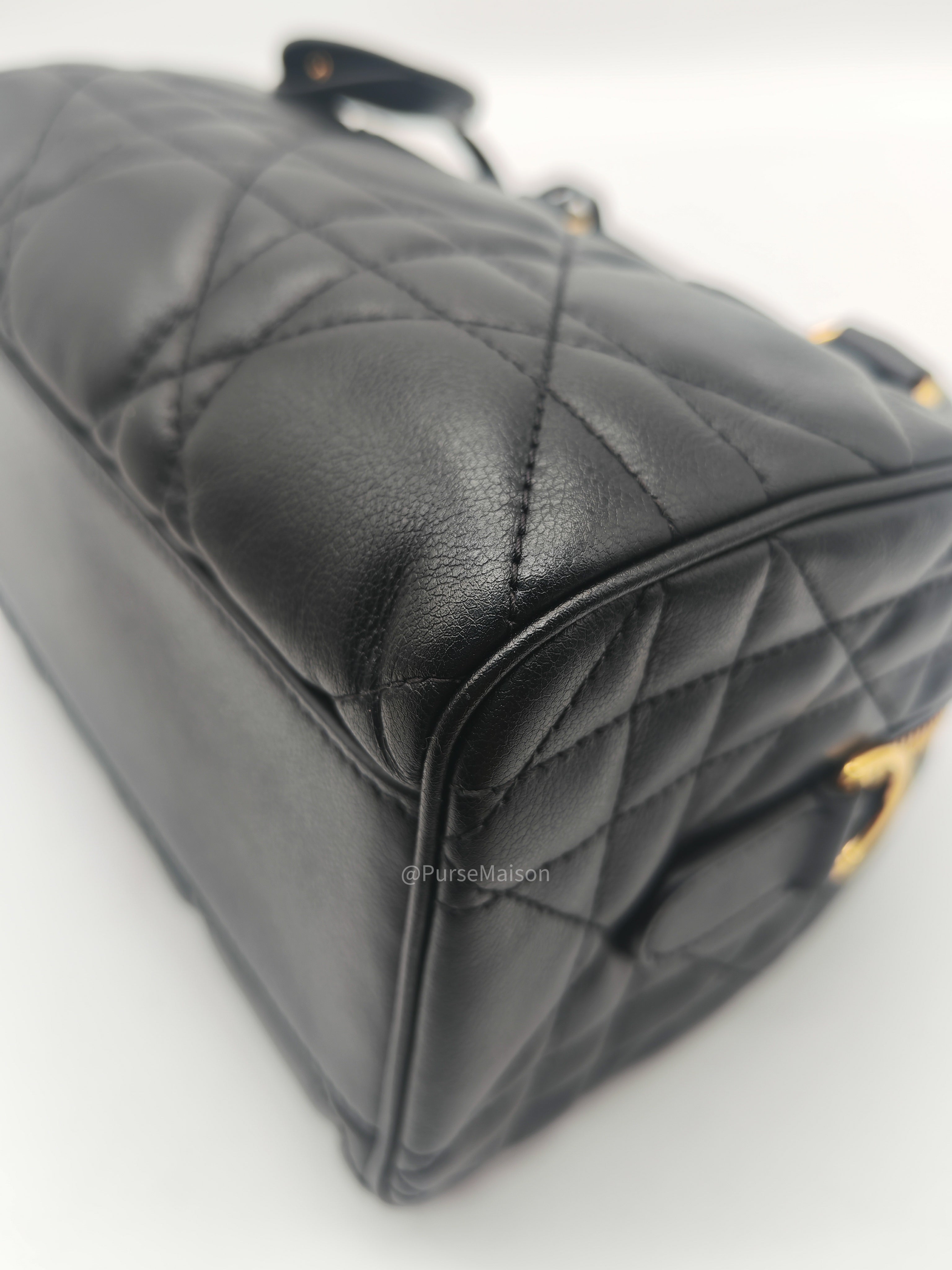 Christian Dior Groove 20 Bag in Black Macrocannage Calfskin and Gold Hardware