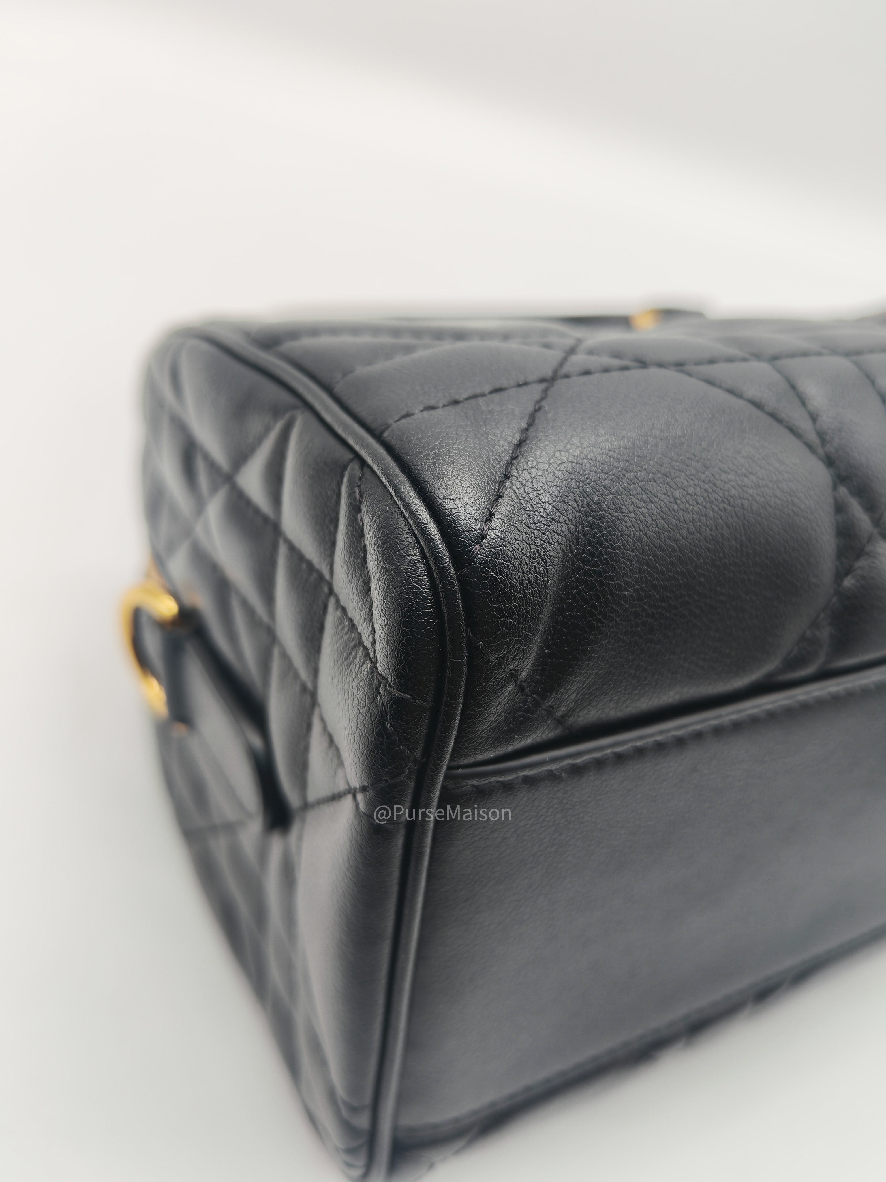 Christian Dior Groove 20 Bag in Black Macrocannage Calfskin and Gold Hardware