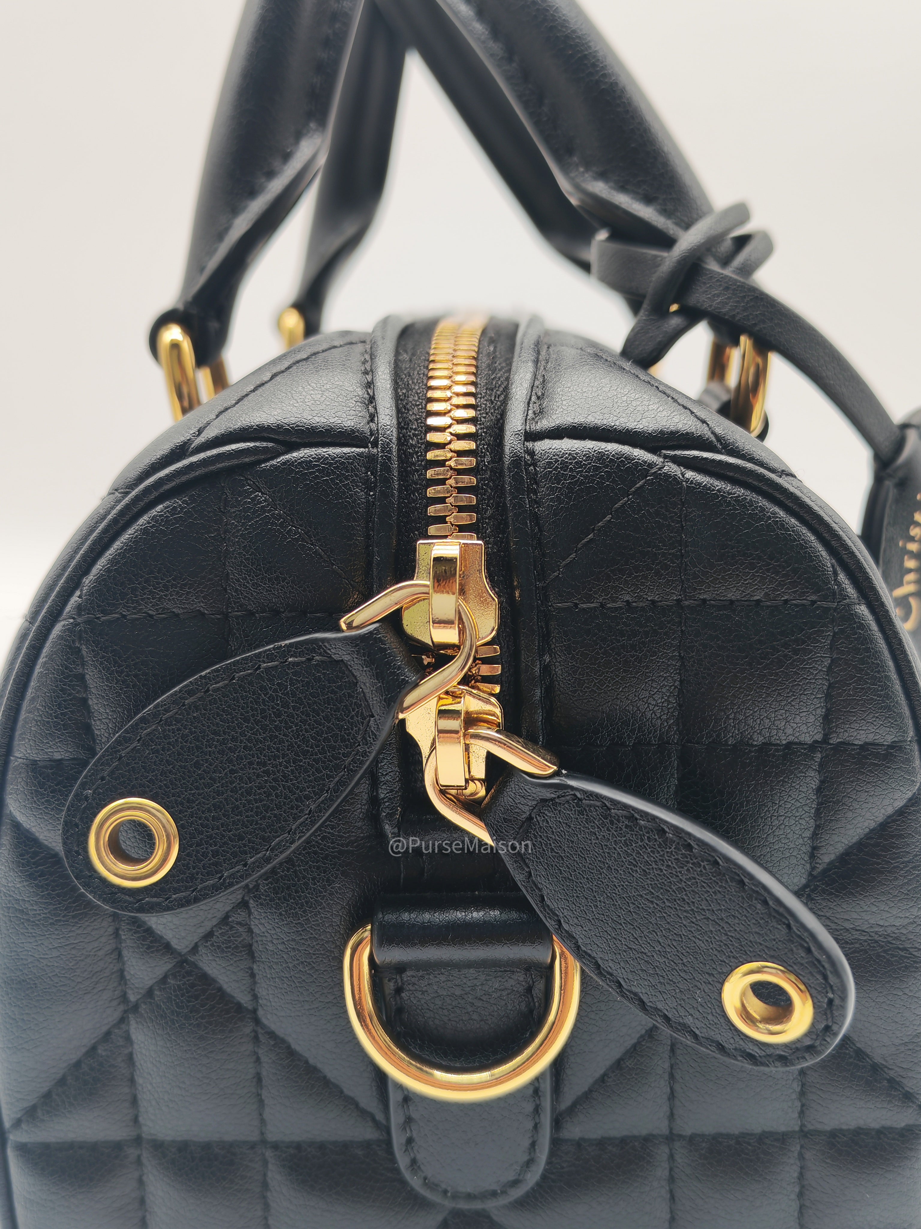 Christian Dior Groove 20 Bag in Black Macrocannage Calfskin and Gold Hardware