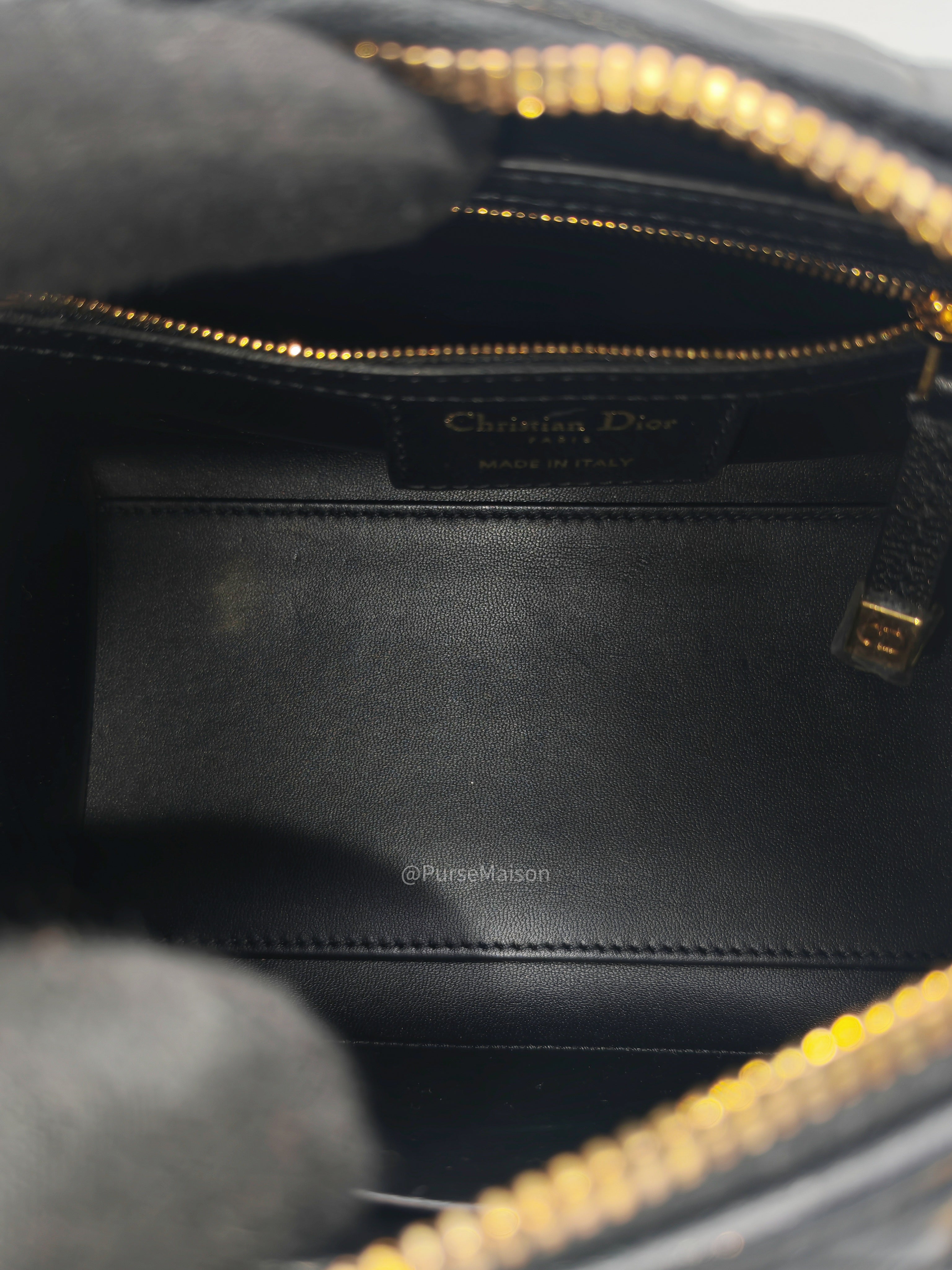 Christian Dior Groove 20 Bag in Black Macrocannage Calfskin and Gold Hardware