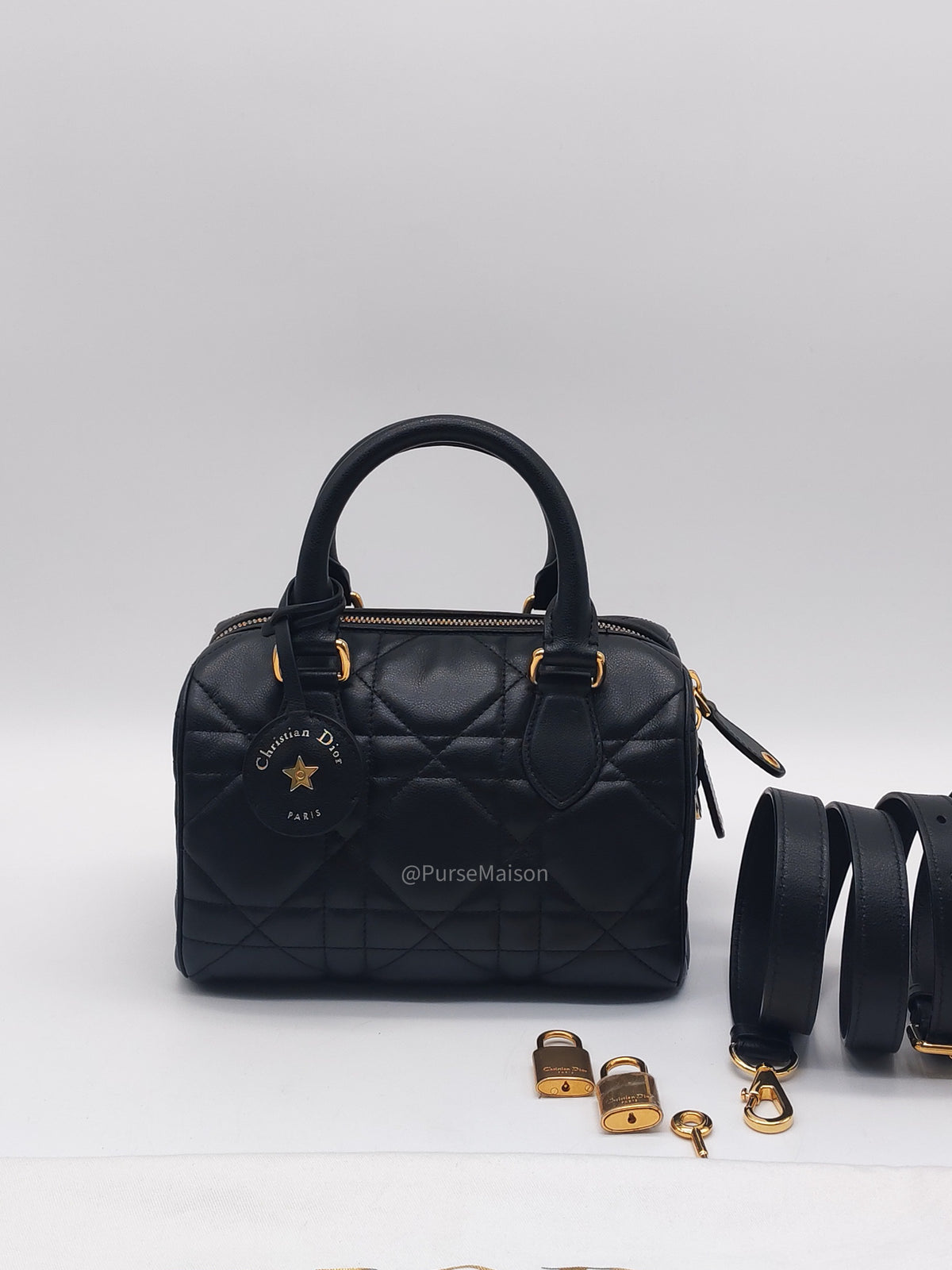 Christian Dior Groove 20 Bag in Black Macrocannage Calfskin and Gold Hardware