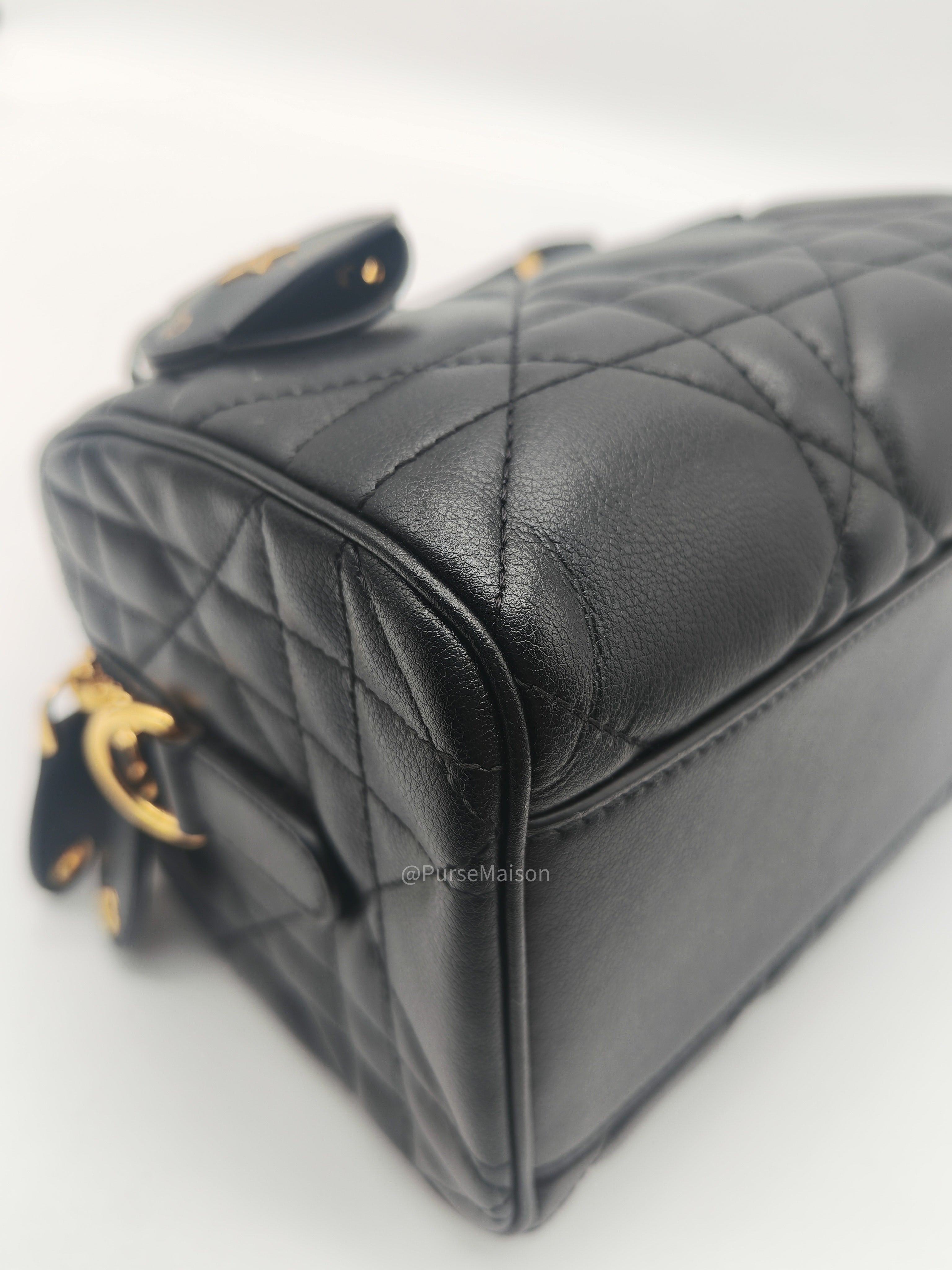 Christian Dior Groove 20 Bag in Black Macrocannage Calfskin and Gold Hardware
