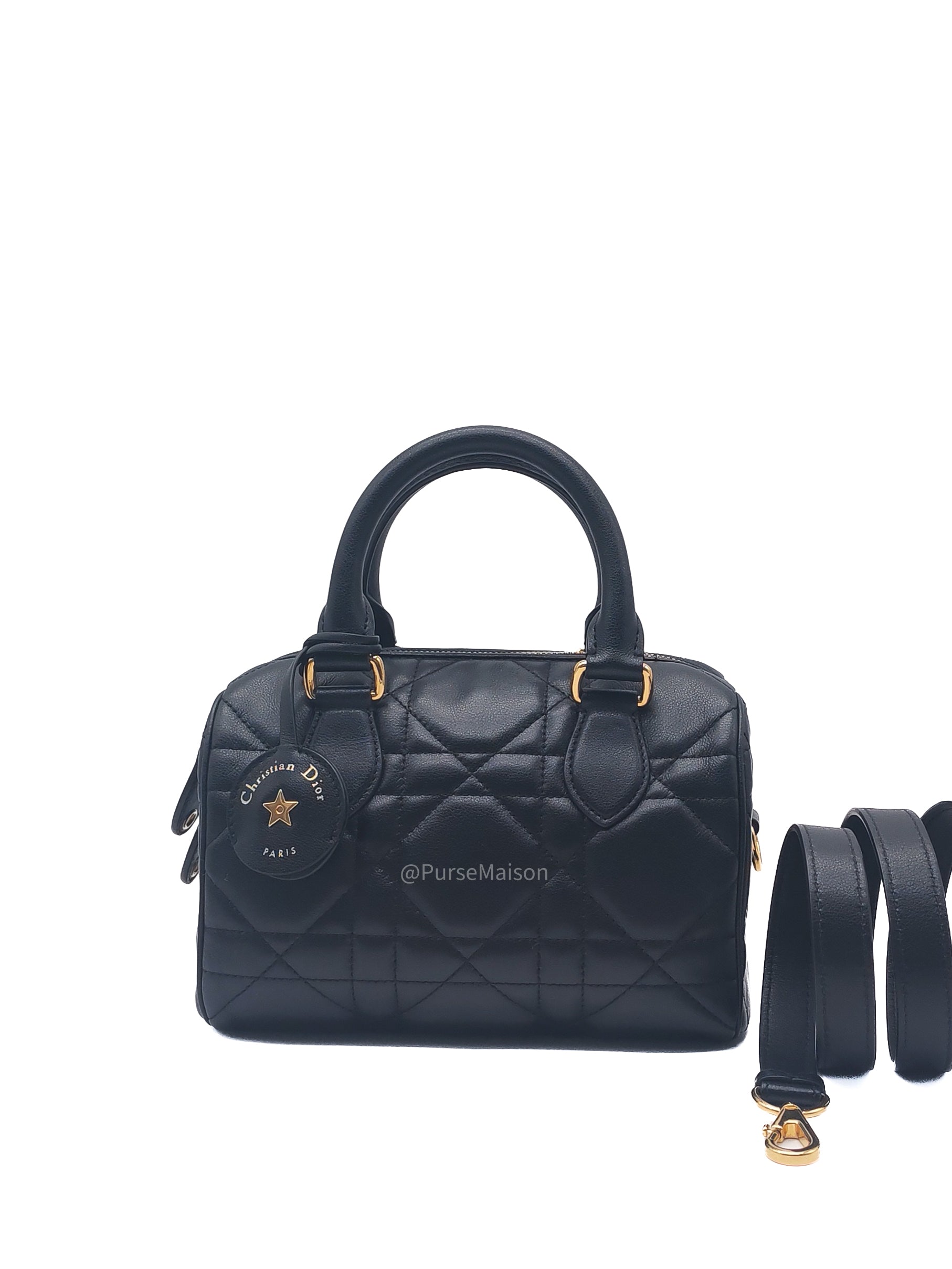 Christian Dior Groove 20 Bag in Black Macrocannage Calfskin and Gold Hardware