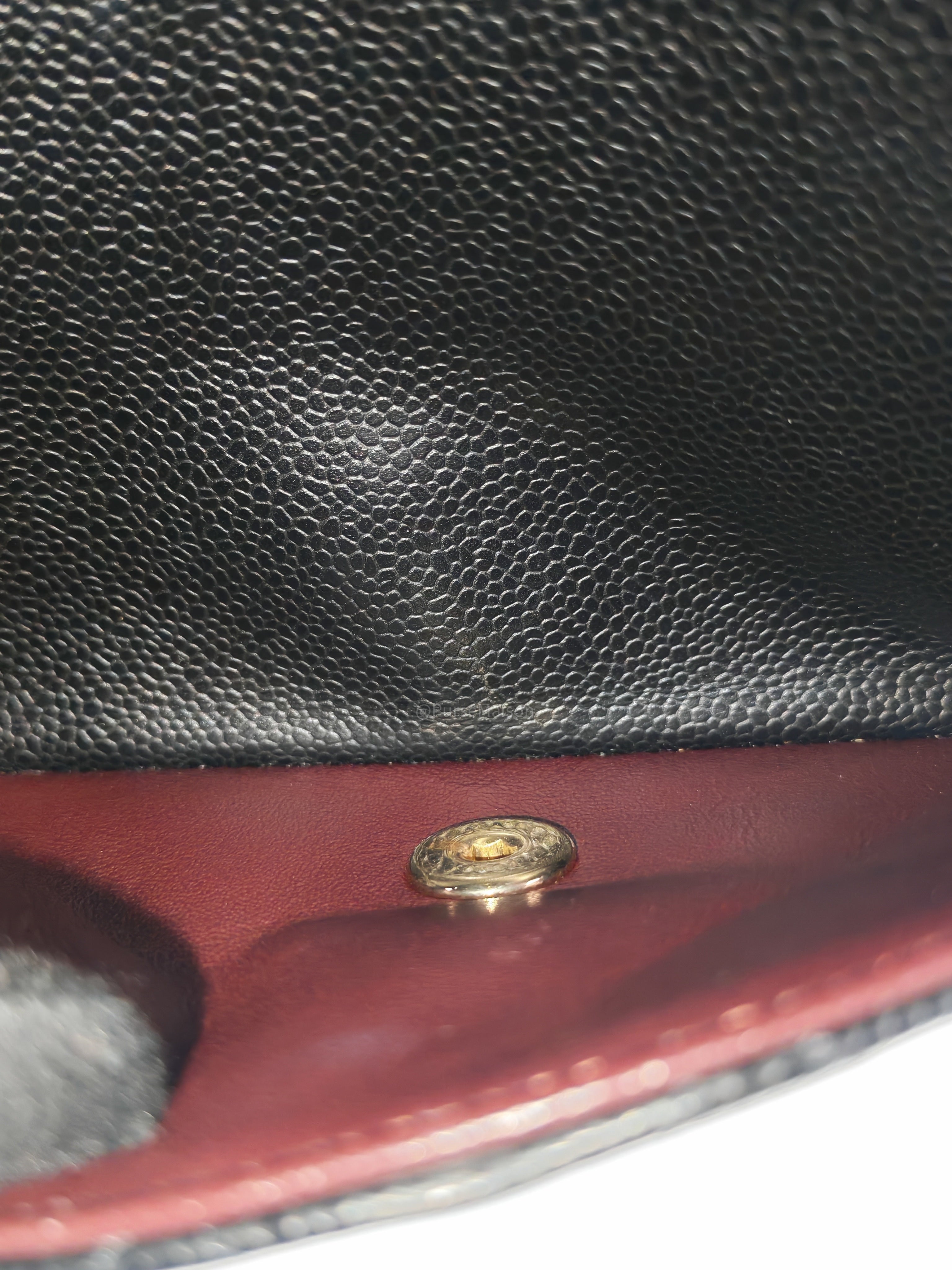 Chanel Classic Double Flap Bag Medium in Black Quilted Caviar Leather & Gold Hardware Microchip