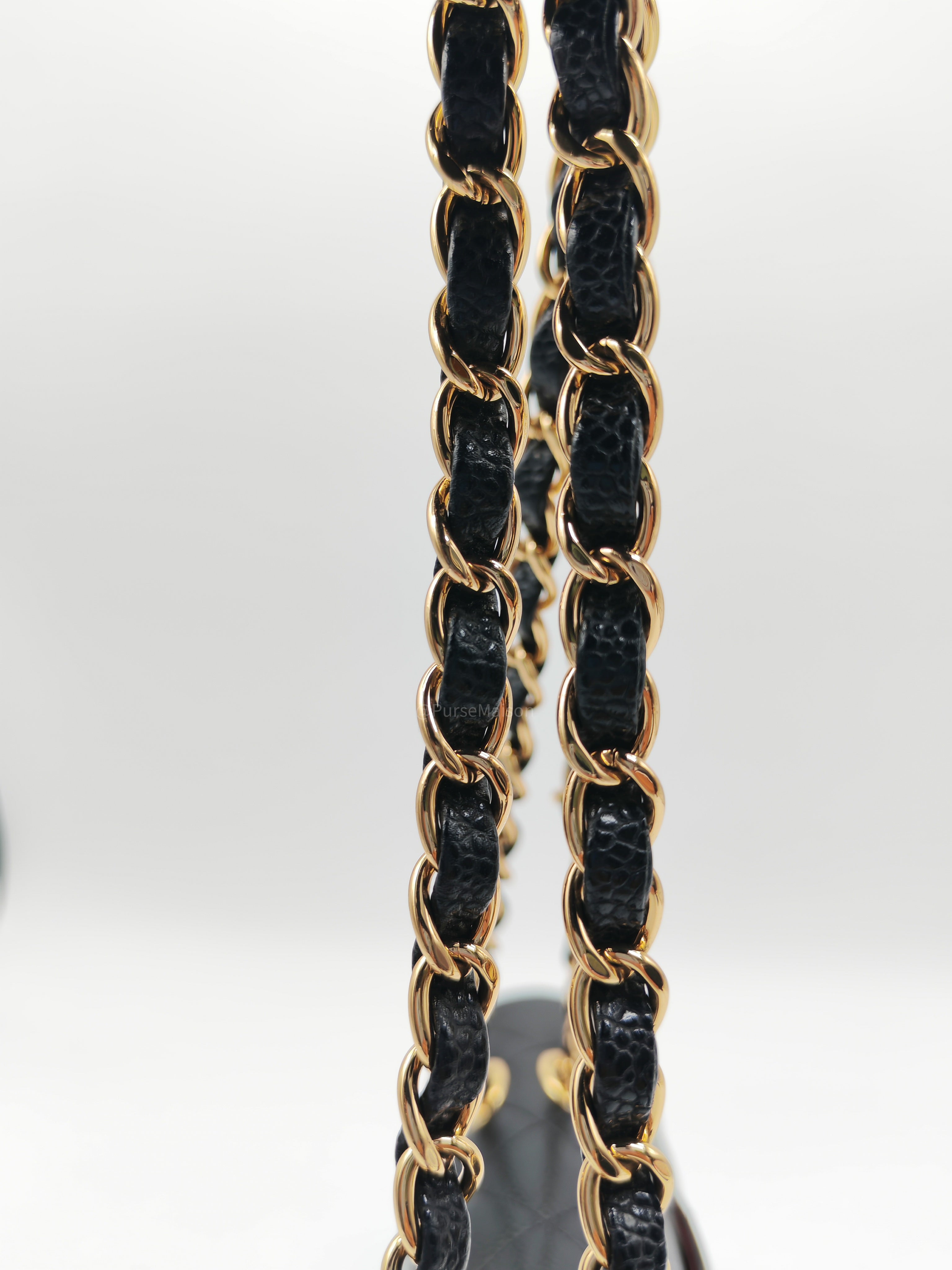 Chanel Classic Double Flap Bag Medium in Black Quilted Caviar Leather & Gold Hardware Microchip