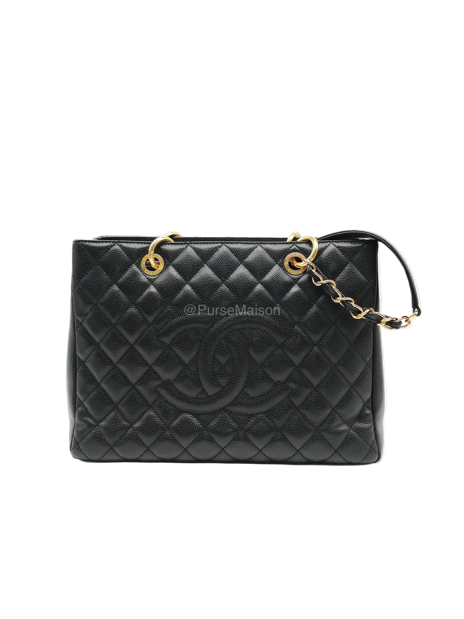 Chanel Grand Shopping Tote (GST) in Black Caviar Leather and Gold Hardware Series 21