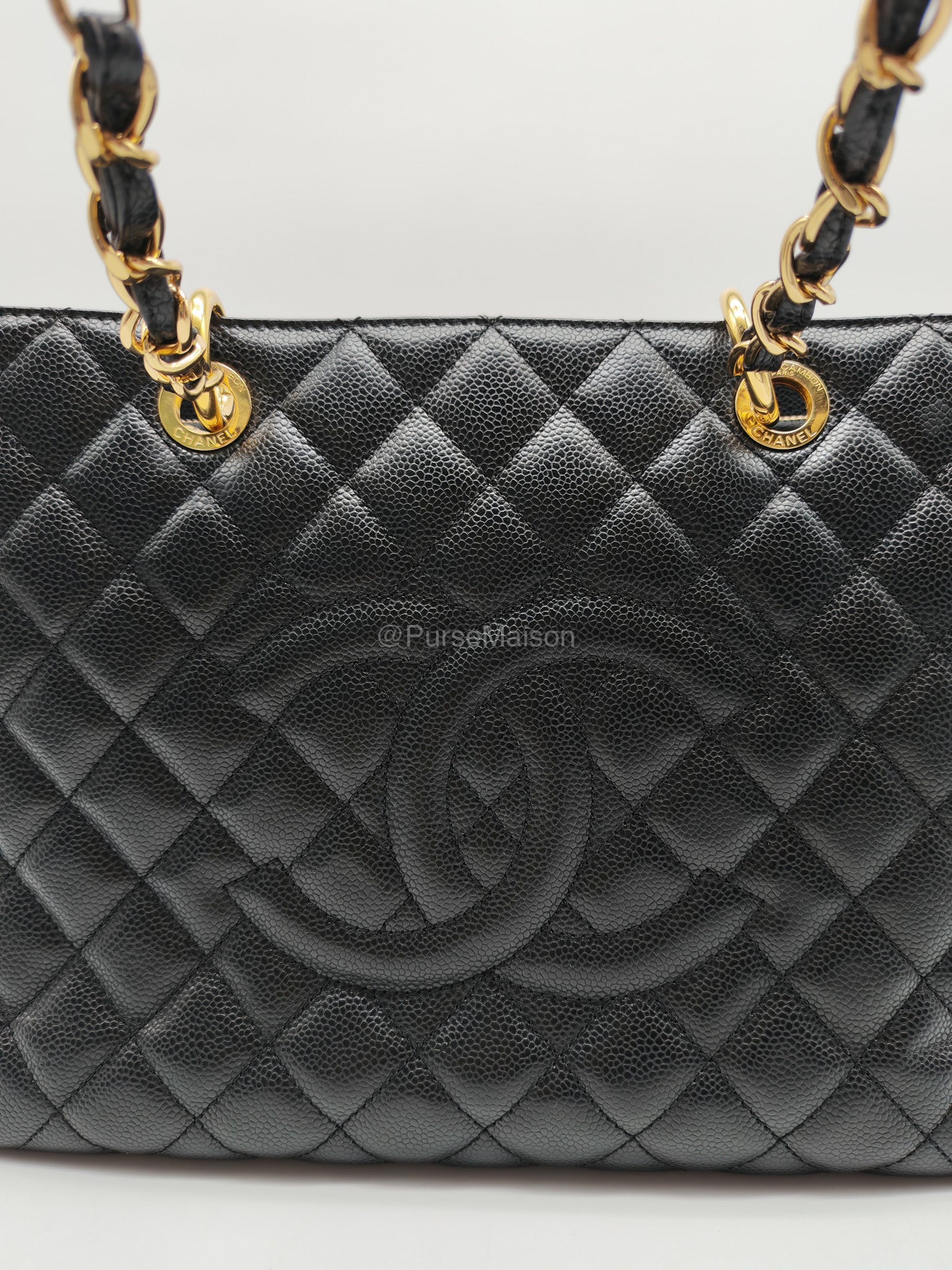 Chanel Grand Shopping Tote (GST) in Black Caviar Leather and Gold Hardware Series 21