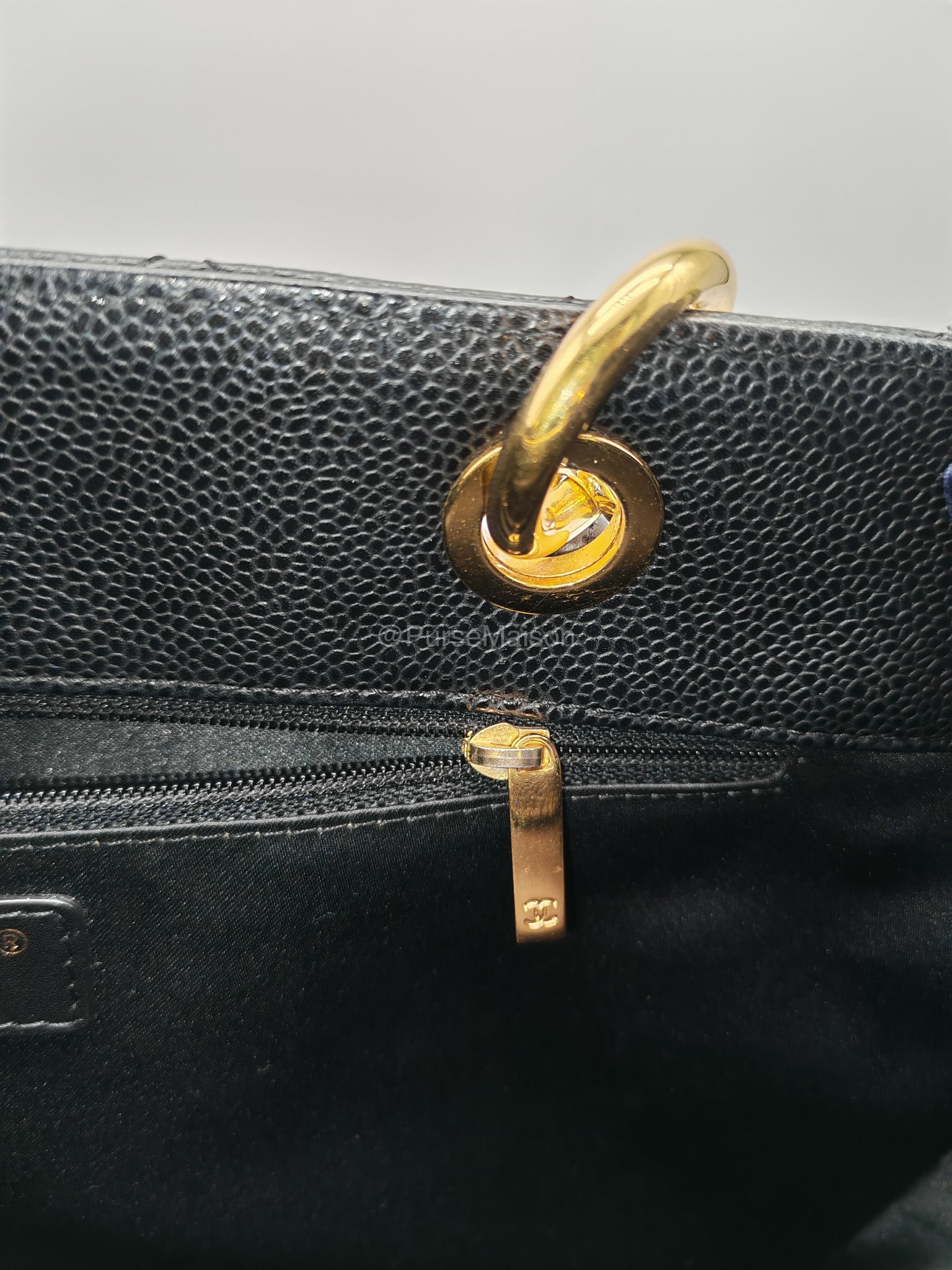 Chanel Grand Shopping Tote (GST) in Black Caviar Leather and Gold Hardware Series 21