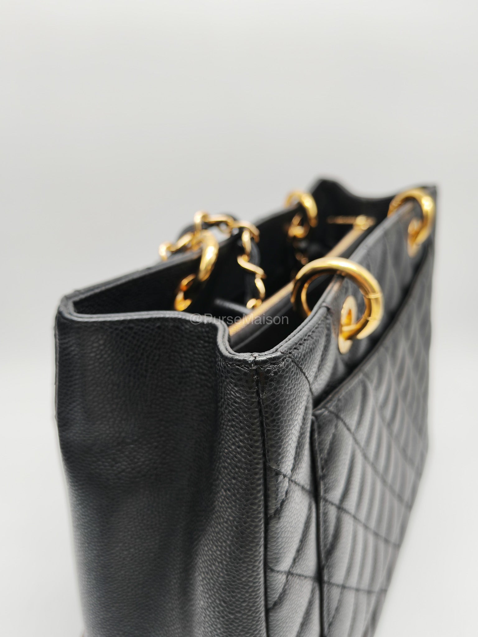 Chanel Grand Shopping Tote (GST) in Black Caviar Leather and Gold Hardware Series 21