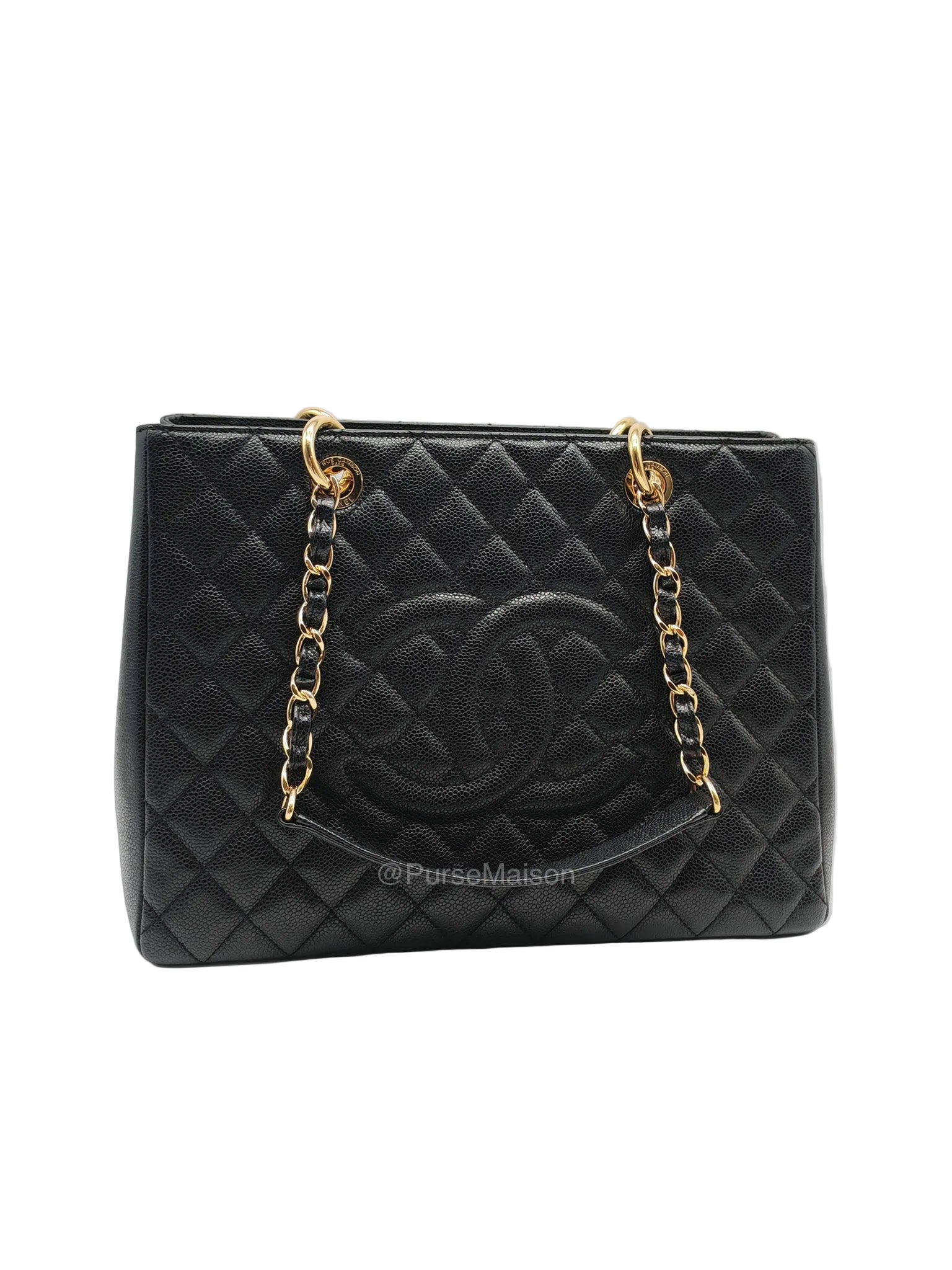 Chanel Grand Shopping Tote (GST) in Black Caviar Leather and Gold Hardware Series 18
