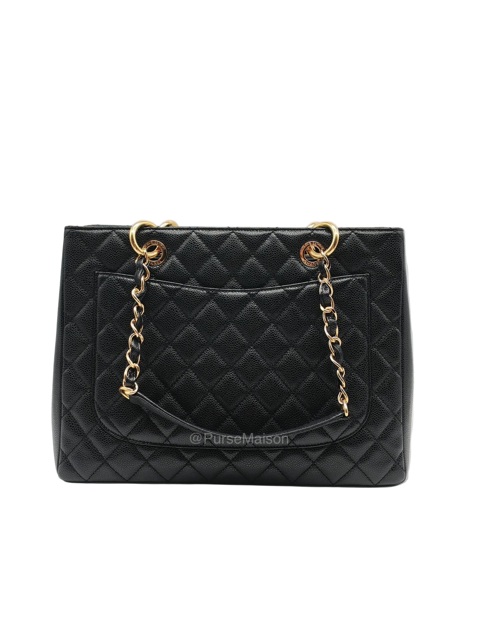 Chanel Grand Shopping Tote (GST) in Black Caviar Leather and Gold Hardware Series 18