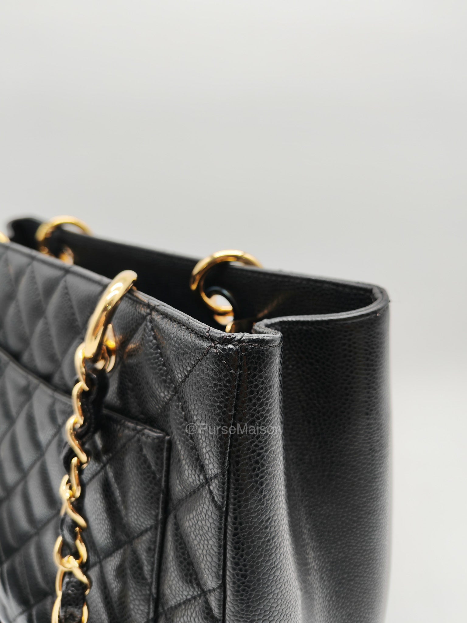 Chanel Grand Shopping Tote (GST) in Black Caviar Leather and Gold Hardware Series 18