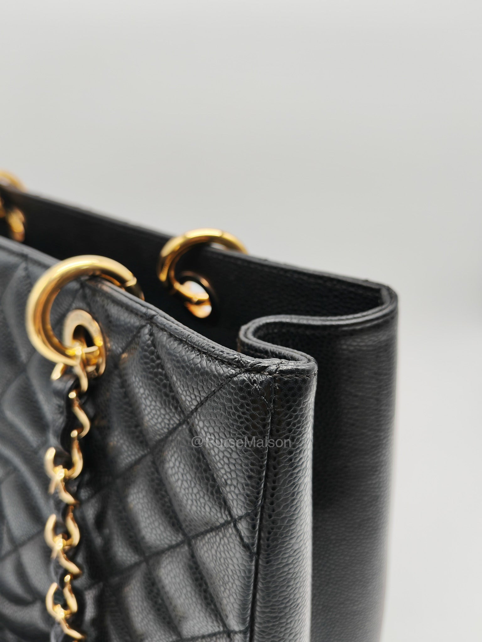Chanel Grand Shopping Tote (GST) in Black Caviar Leather and Gold Hardware Series 18