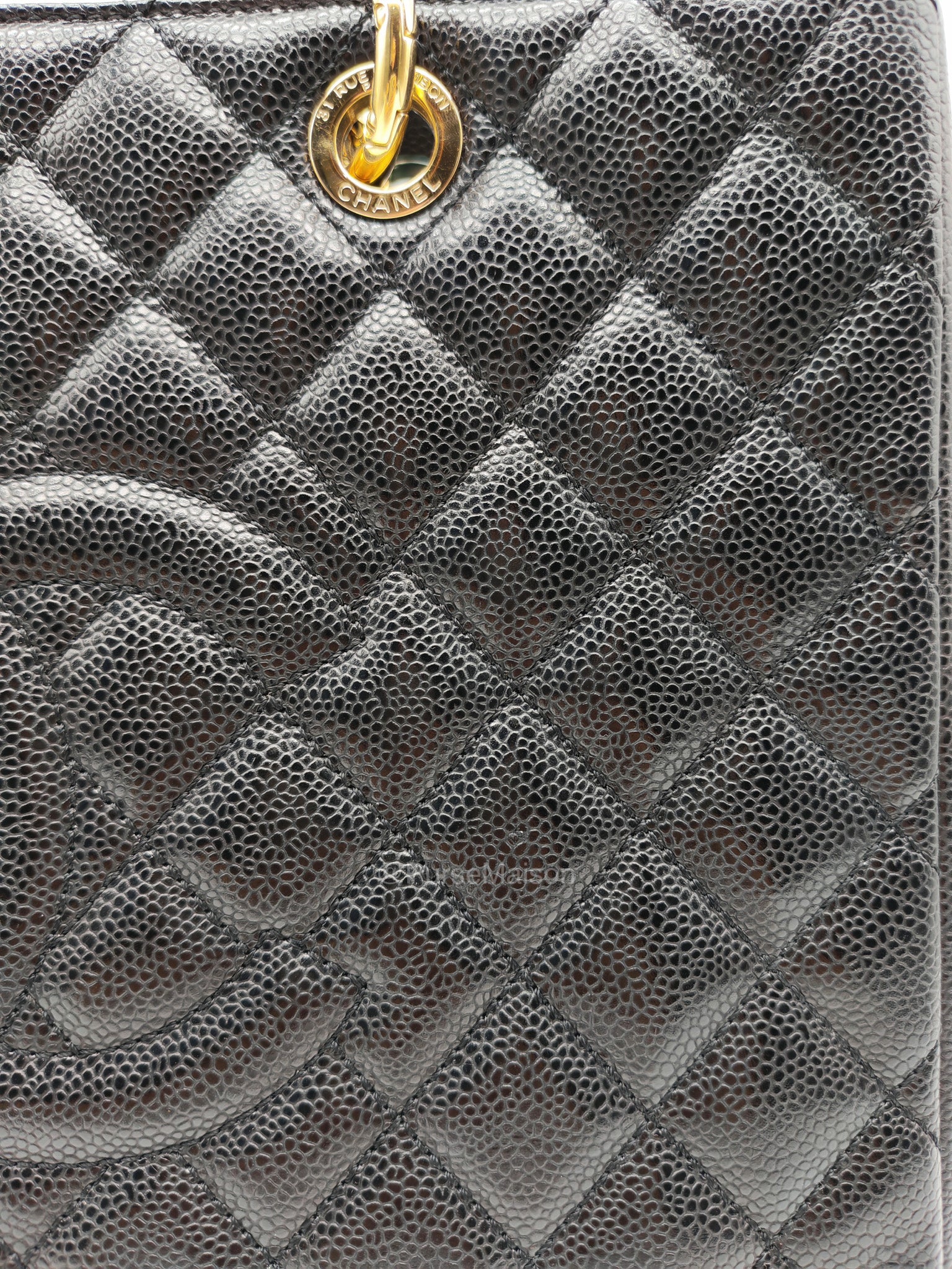 Chanel Grand Shopping Tote (GST) in Black Caviar Leather and Gold Hardware Series 18