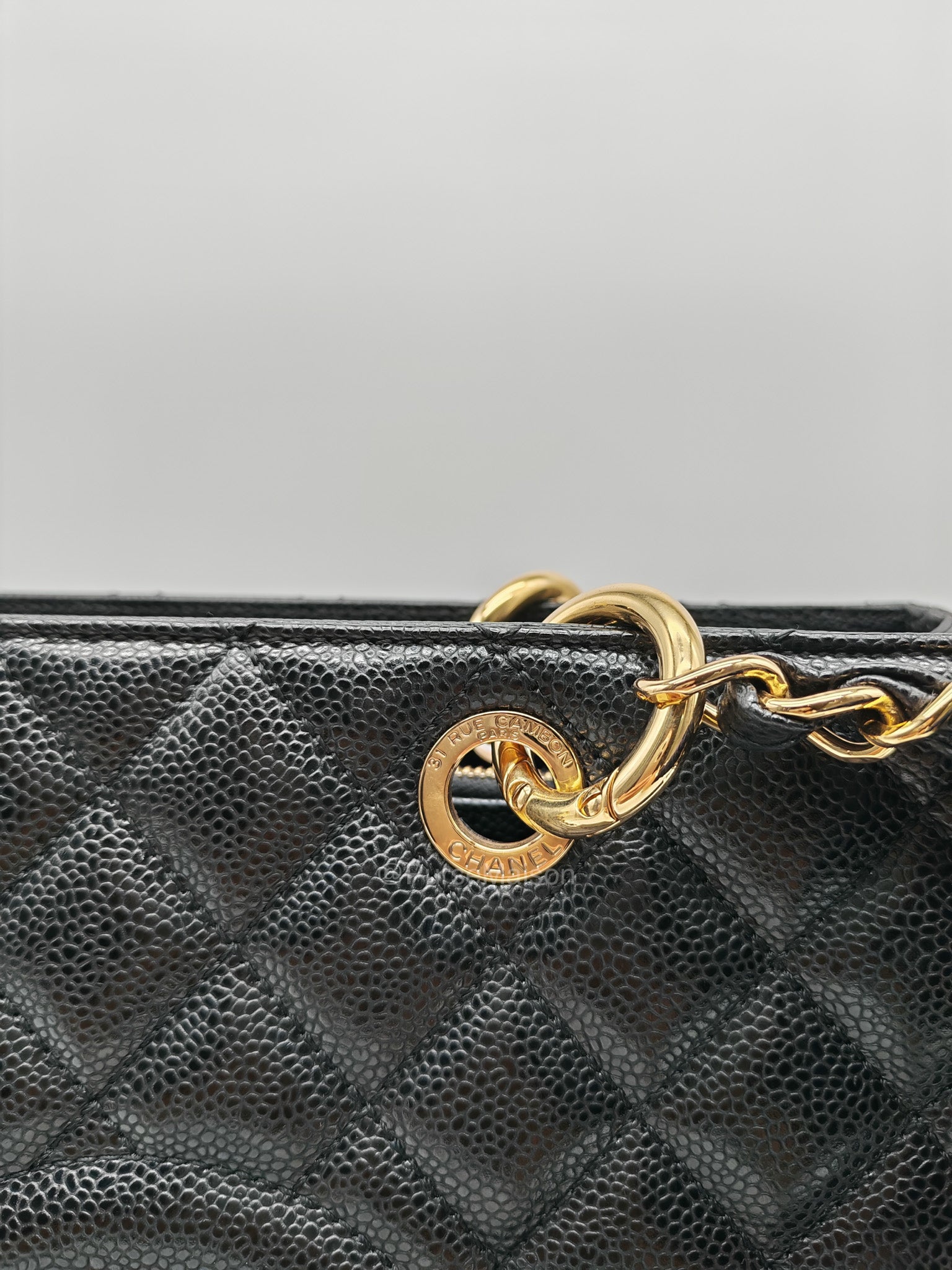 Chanel Grand Shopping Tote (GST) in Black Caviar Leather and Gold Hardware Series 18