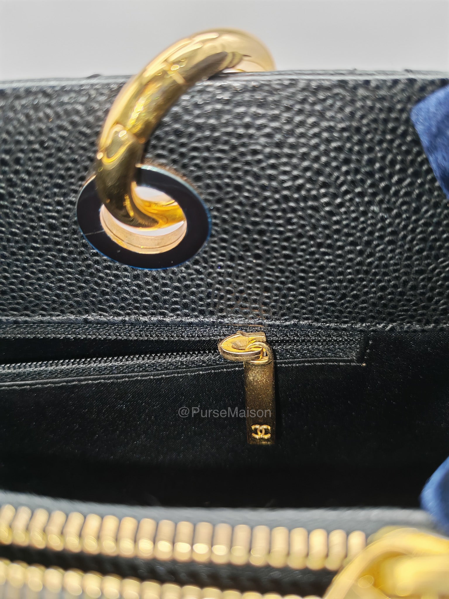 Chanel Grand Shopping Tote (GST) in Black Caviar Leather and Gold Hardware Series 18