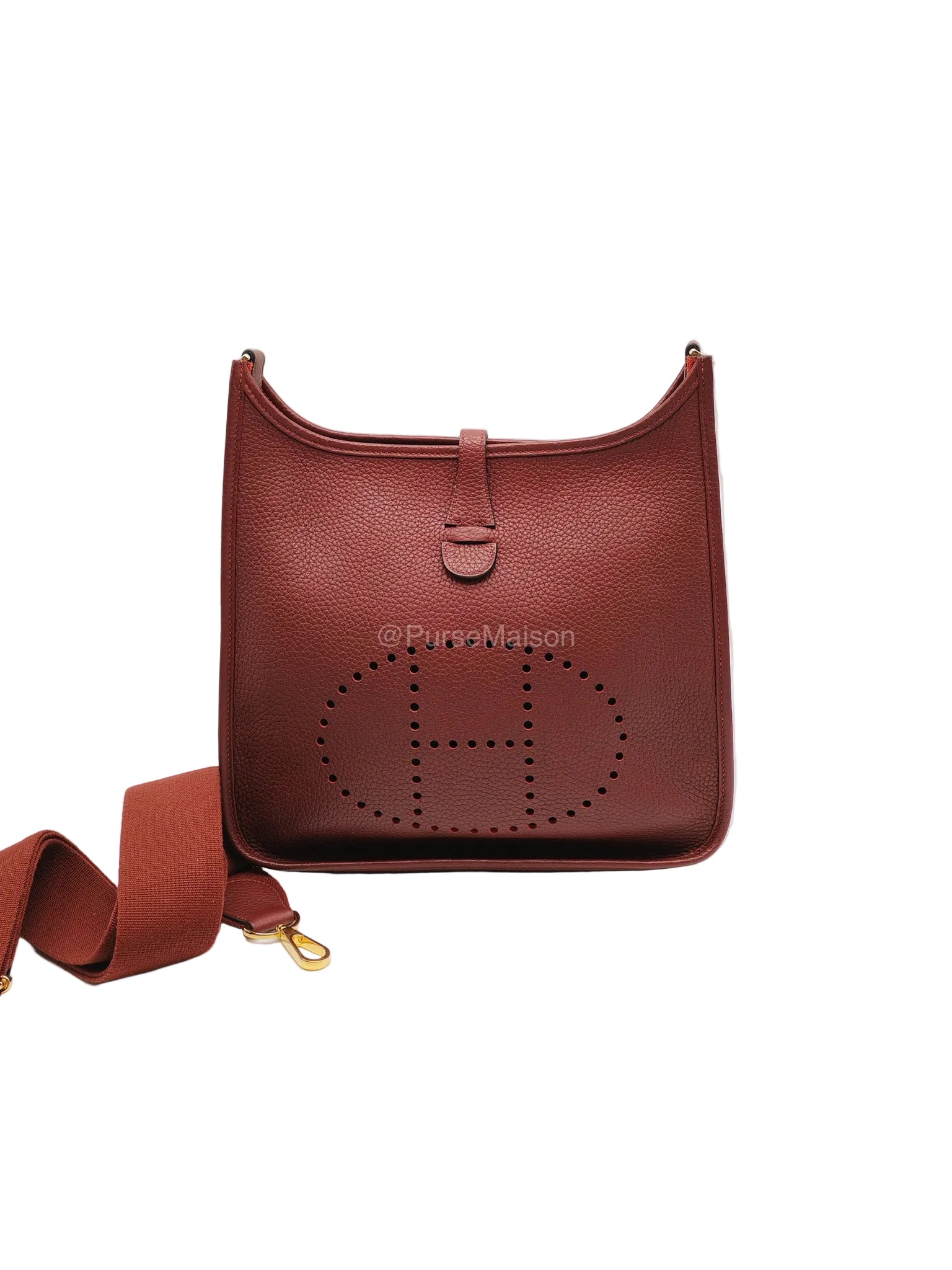 Hermes Evelyne PM in Rouge Clemence Leather and Gold Hardware Stamp K(2025)