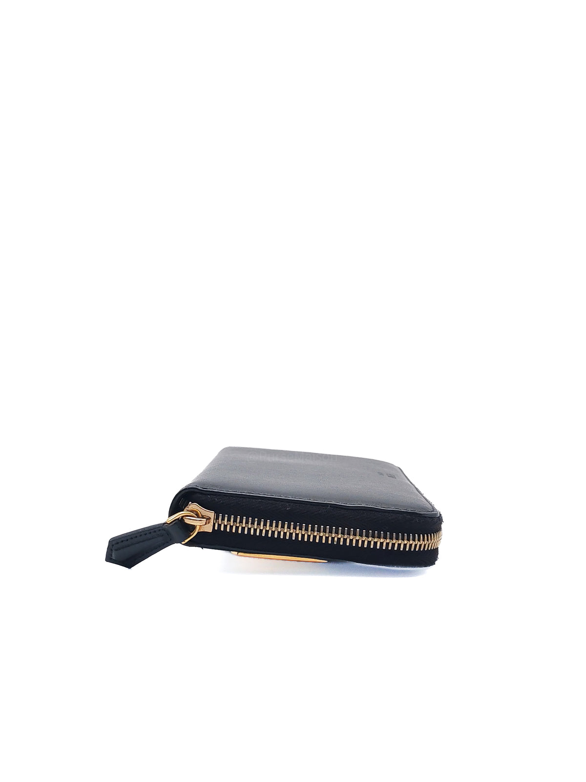 Fendi Bag Bugs Monster Eyes Zip-Around Wallet in Black Calfskin Leather and Gold Hardware