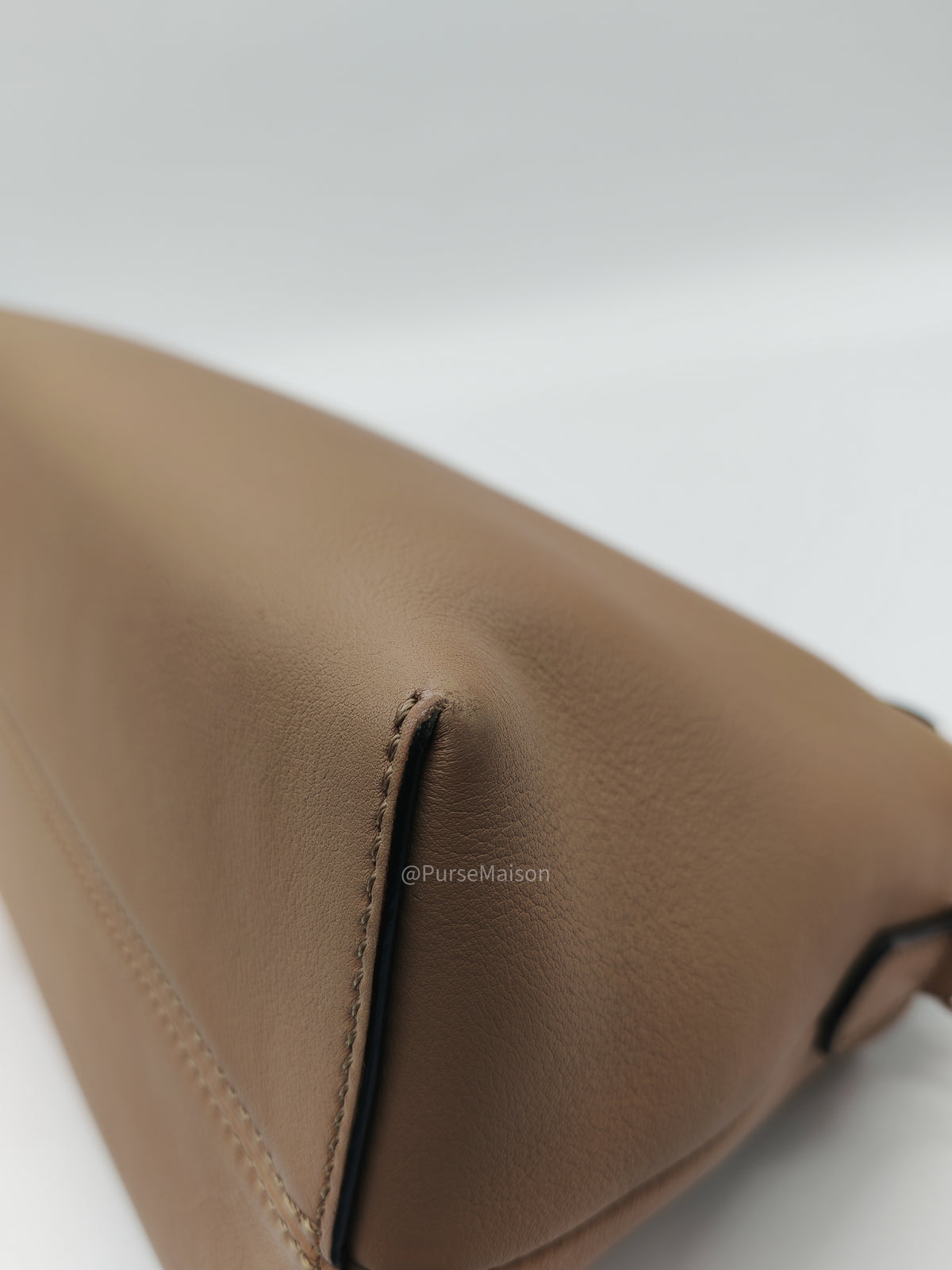 Fendi By The Way Boston Medium in Tan Calfskin Leather and Silver Hardware