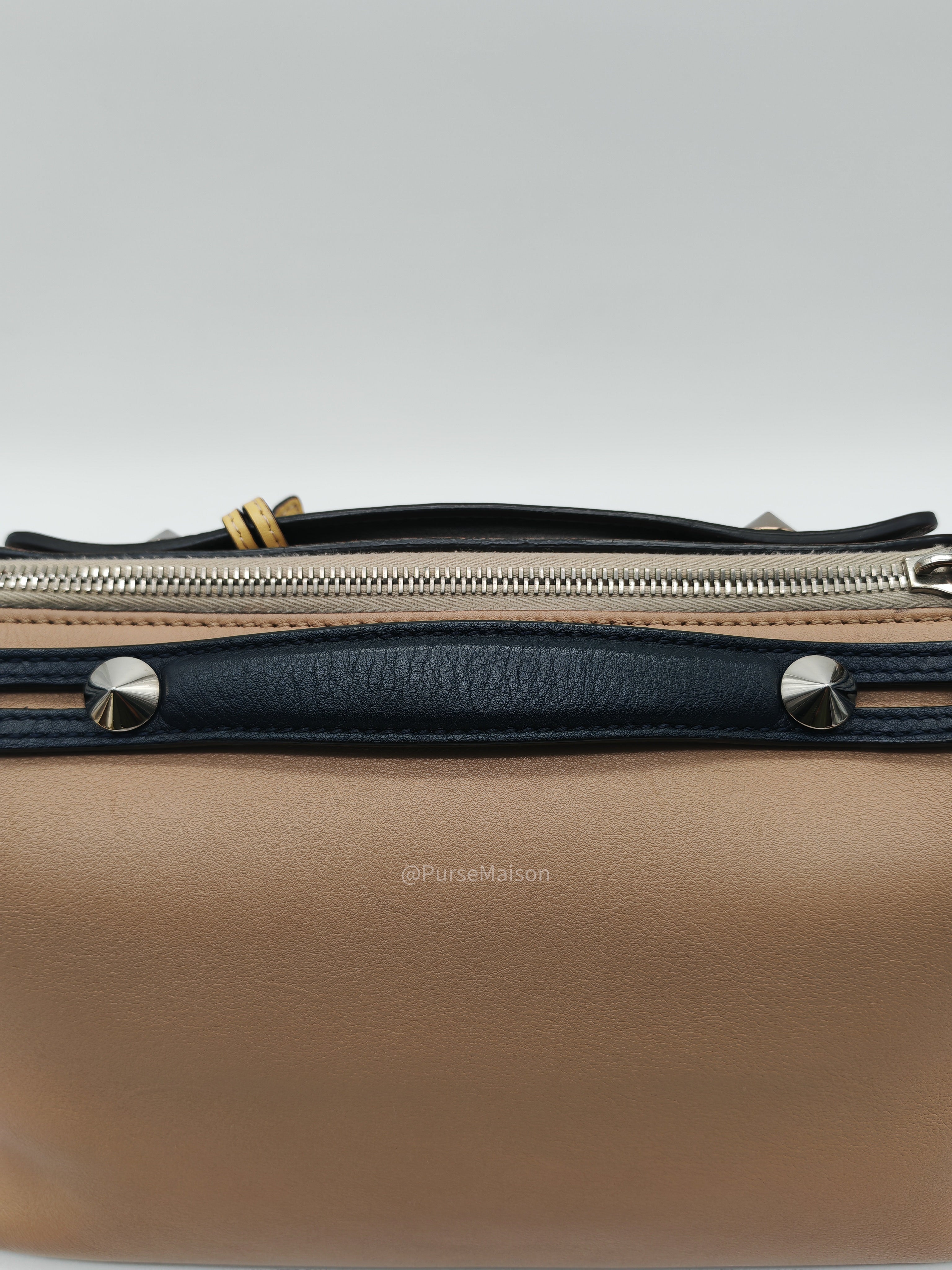 Fendi By The Way Boston Medium in Tan Calfskin Leather and Silver Hardware