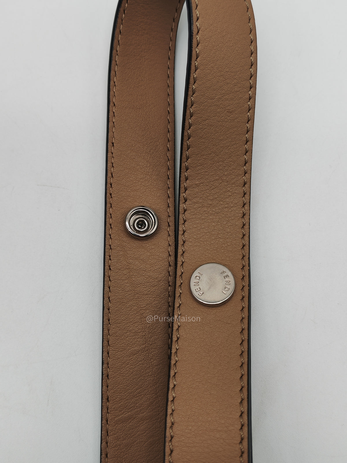 Fendi By The Way Boston Medium in Tan Calfskin Leather and Silver Hardware