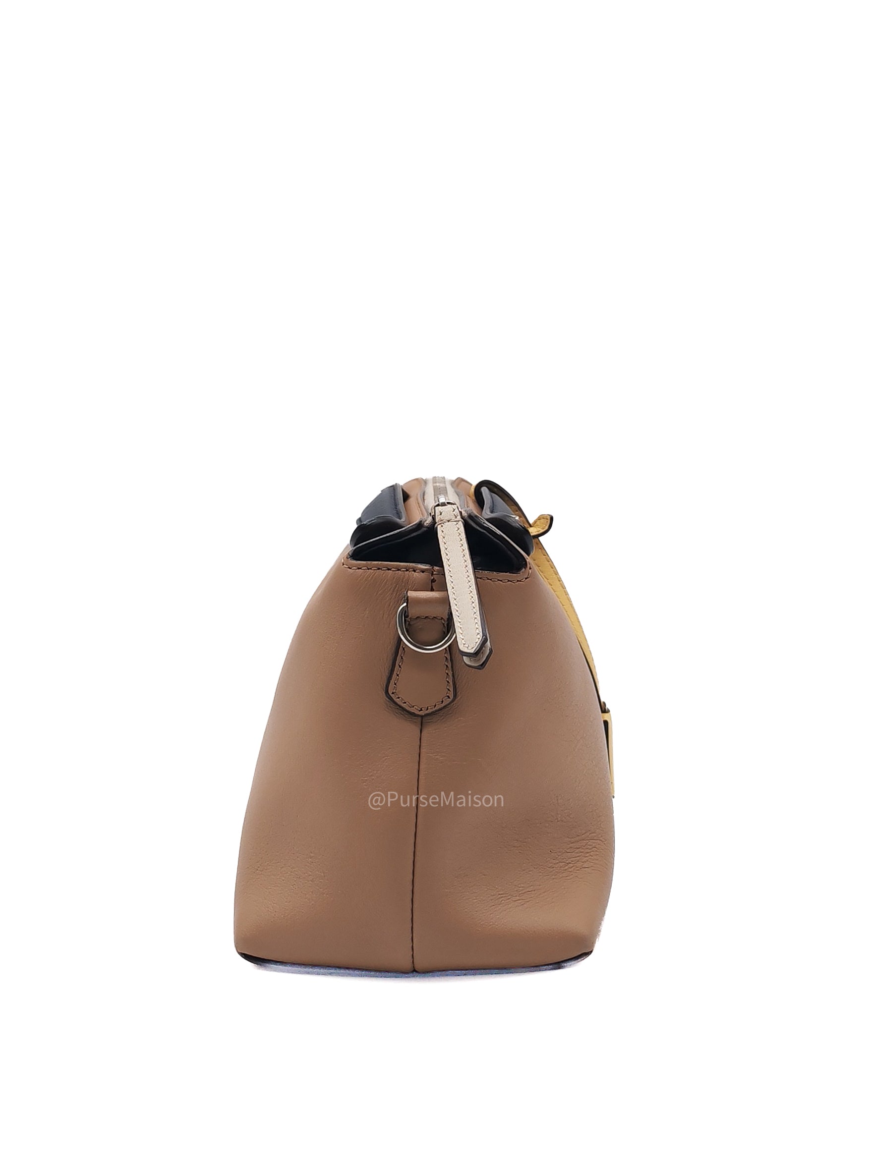 Fendi By The Way Boston Medium in Tan Calfskin Leather and Silver Hardware