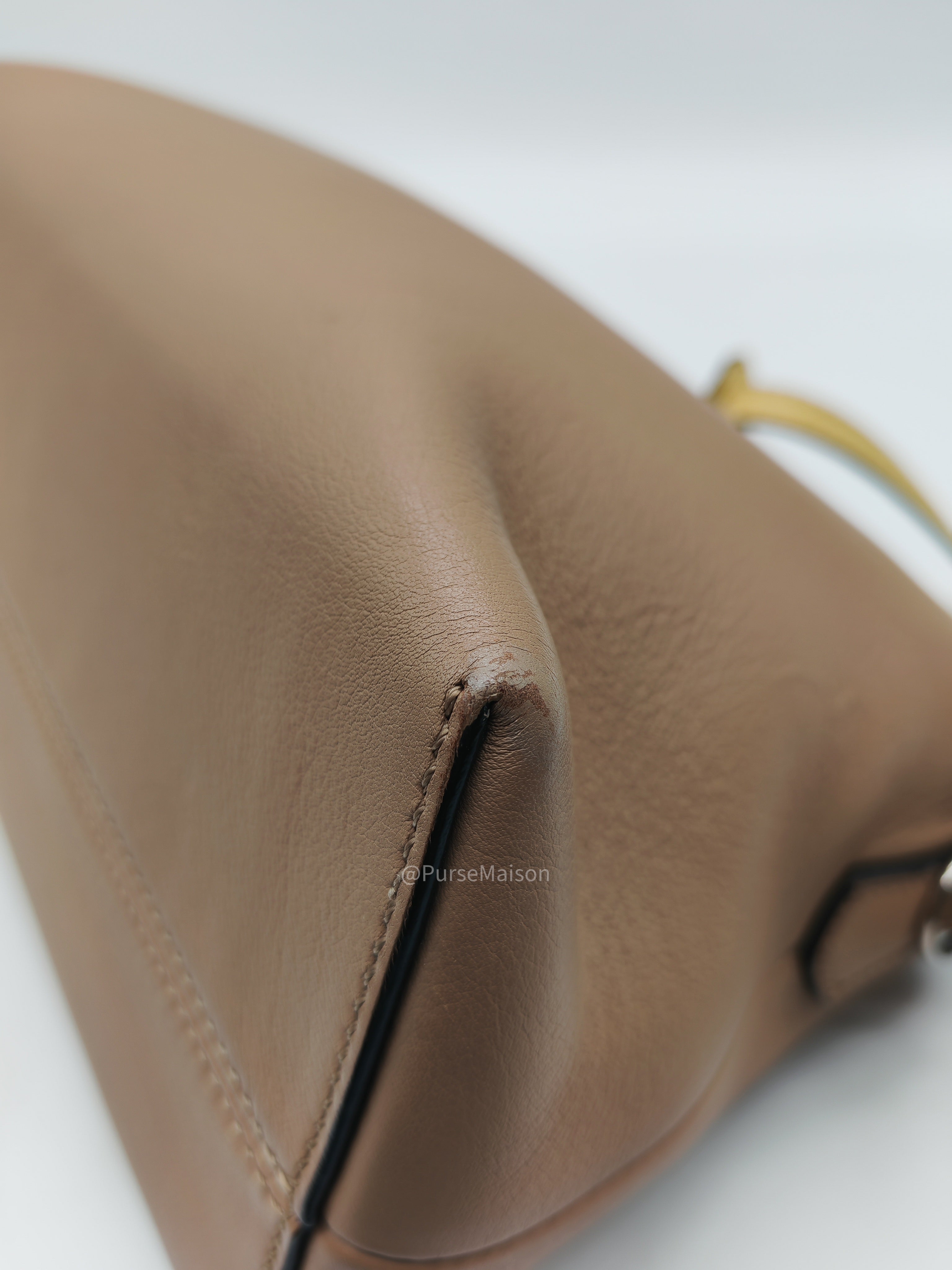 Fendi By The Way Boston Medium in Tan Calfskin Leather and Silver Hardware