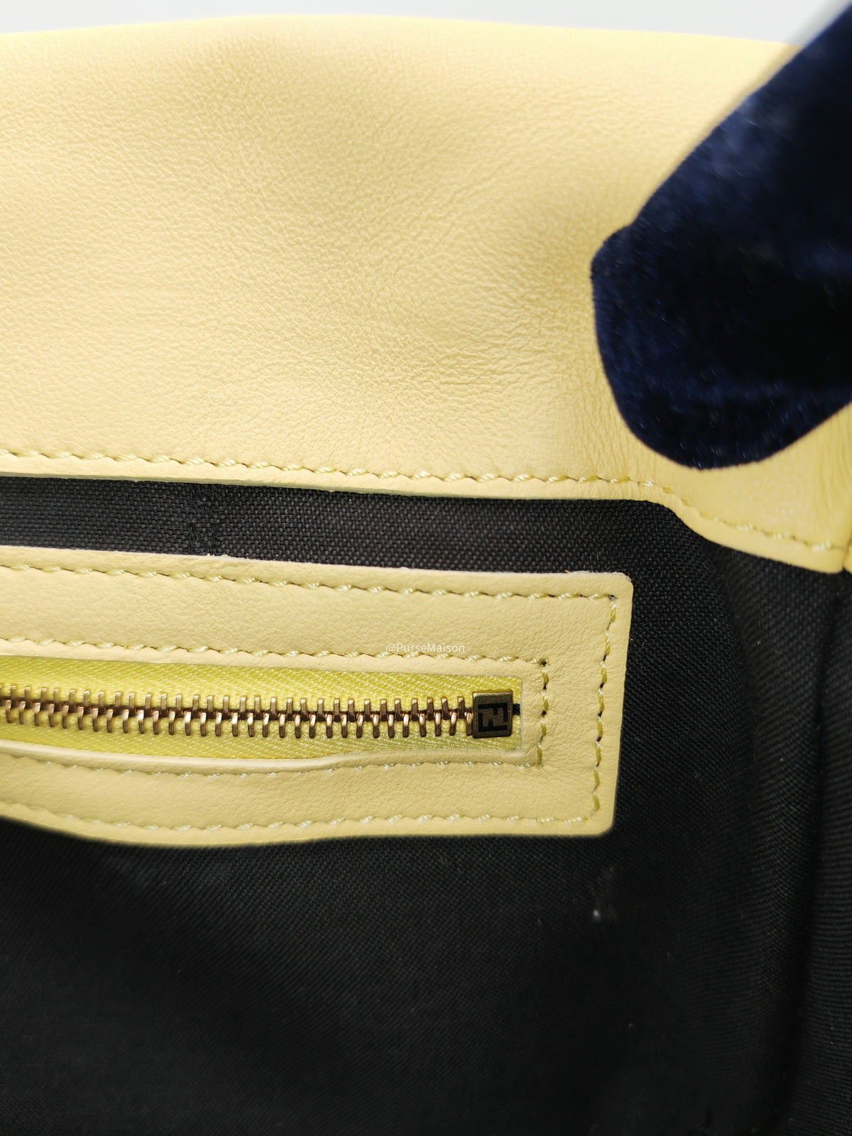 Fendi Medium Baguette FF Nappa Leather Gold Hardware Light Yellow