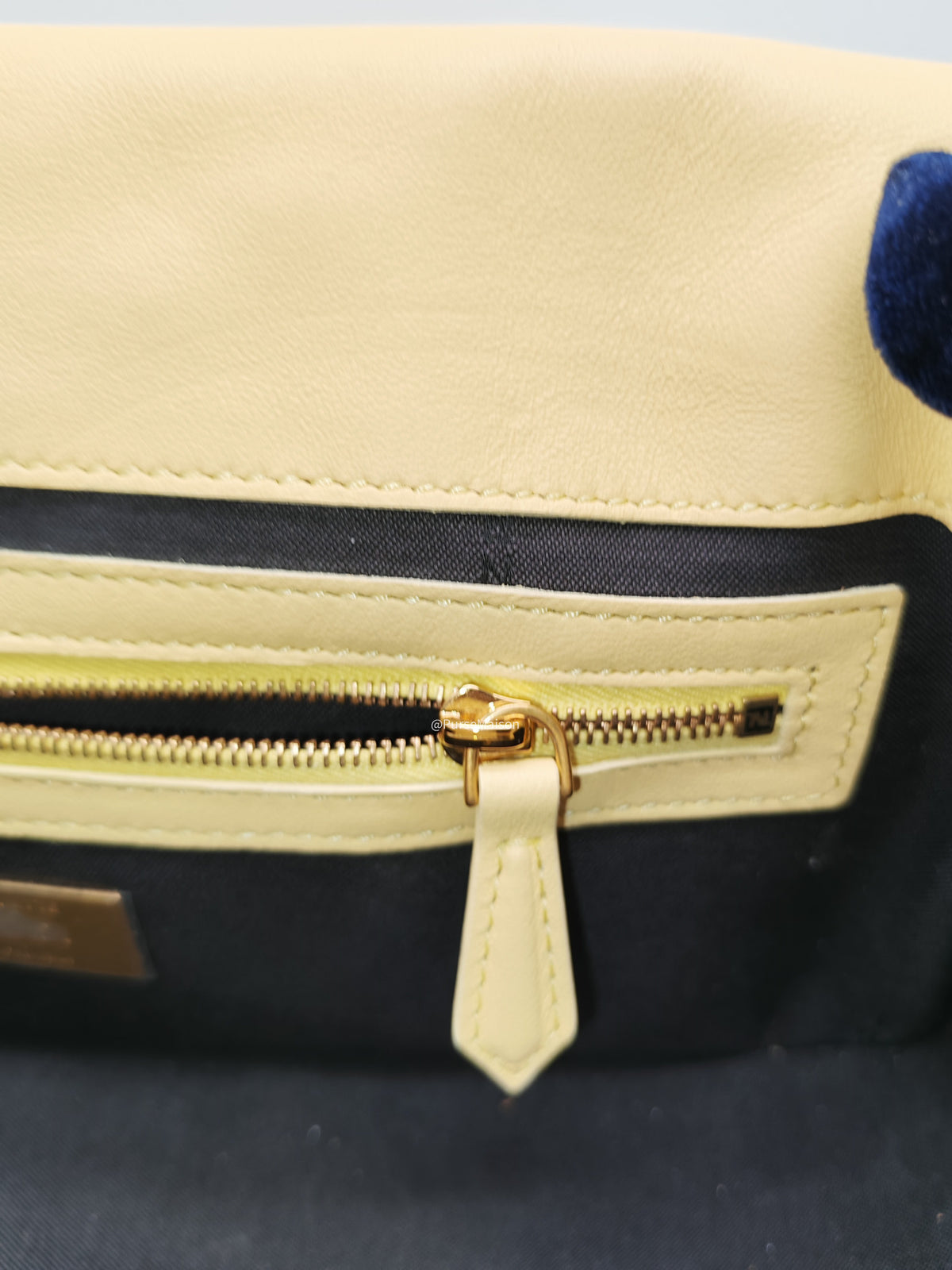 Fendi Medium Baguette FF Nappa Leather Gold Hardware Light Yellow