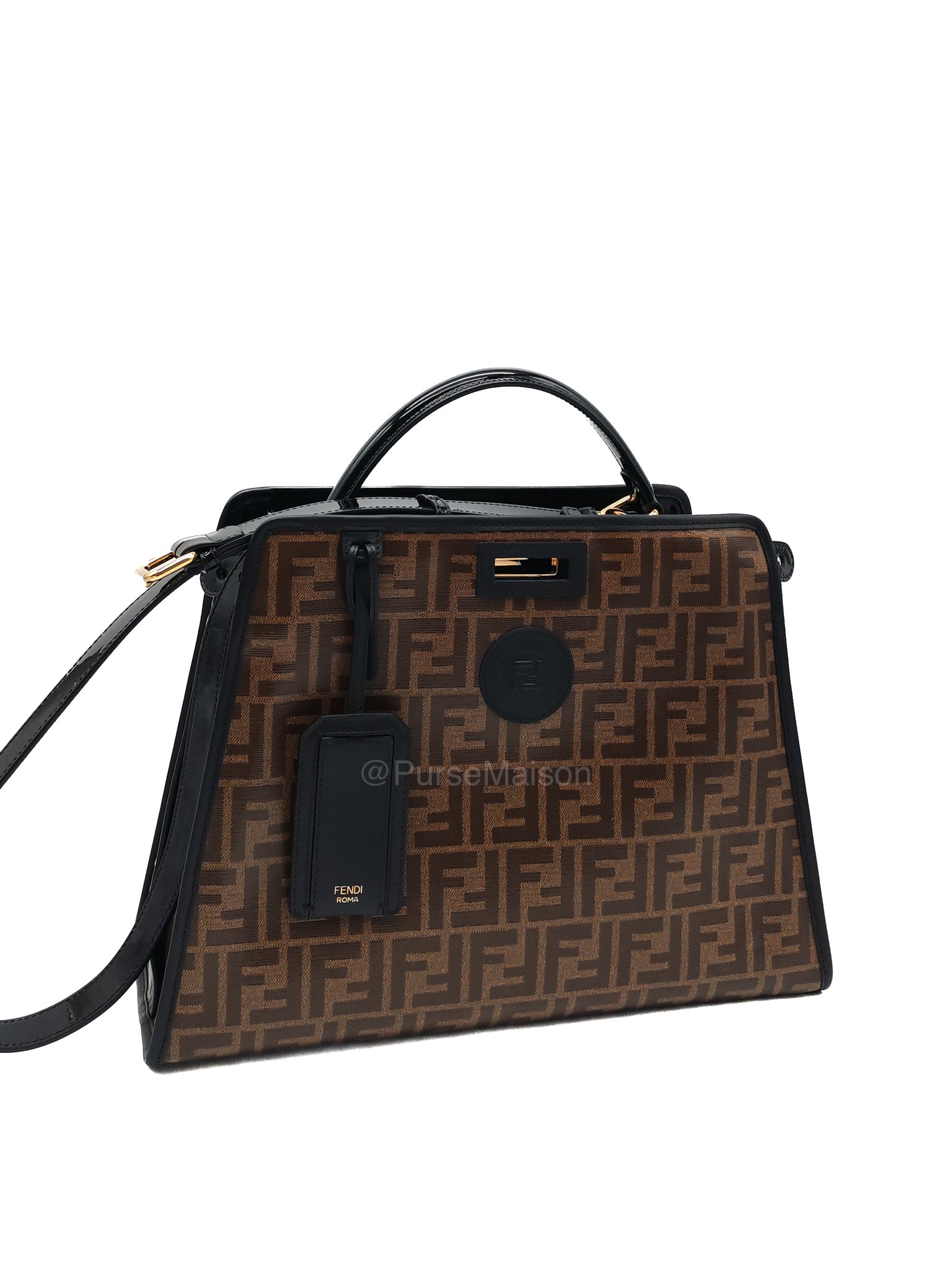 Fendi Peekaboo Defende Cover in Zucca Print Coated Canvas and Gold Hardware