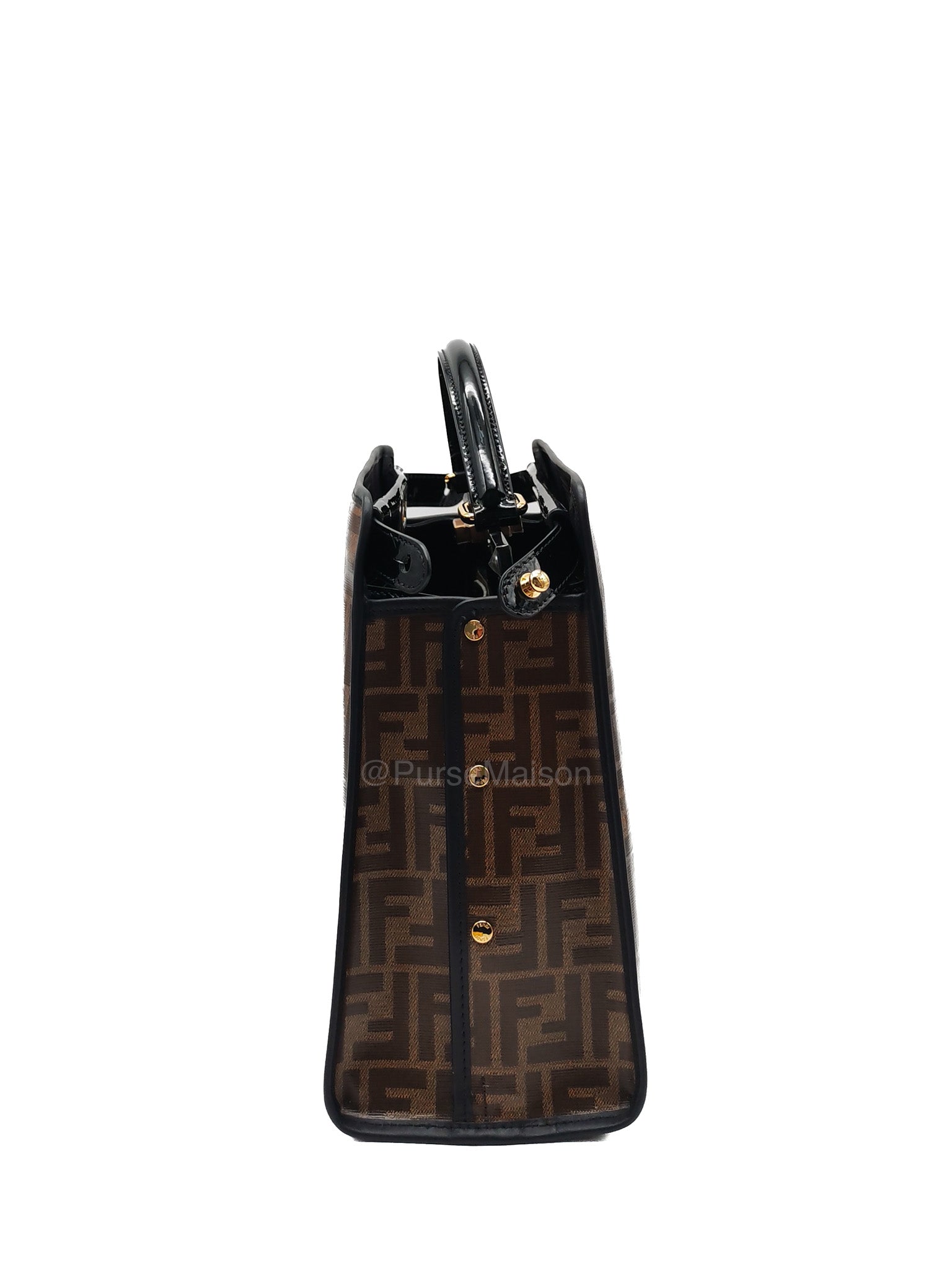 Fendi Peekaboo Defende Cover in Zucca Print Coated Canvas and Gold Hardware