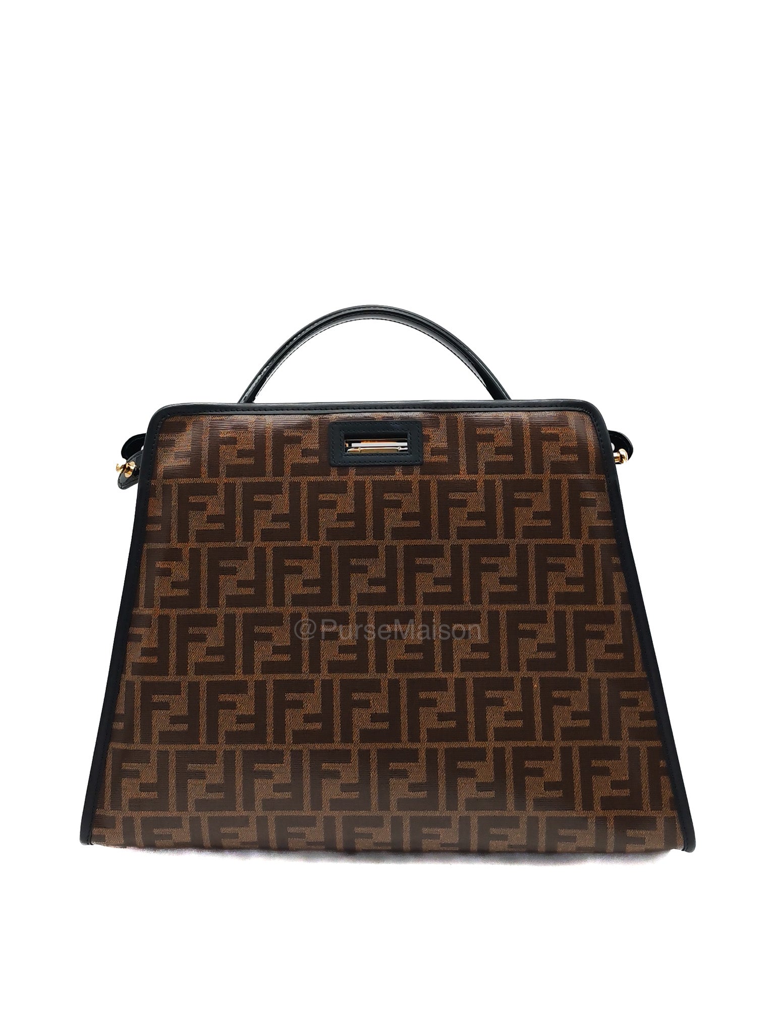 Fendi Peekaboo Defende Cover in Zucca Print Coated Canvas and Gold Hardware