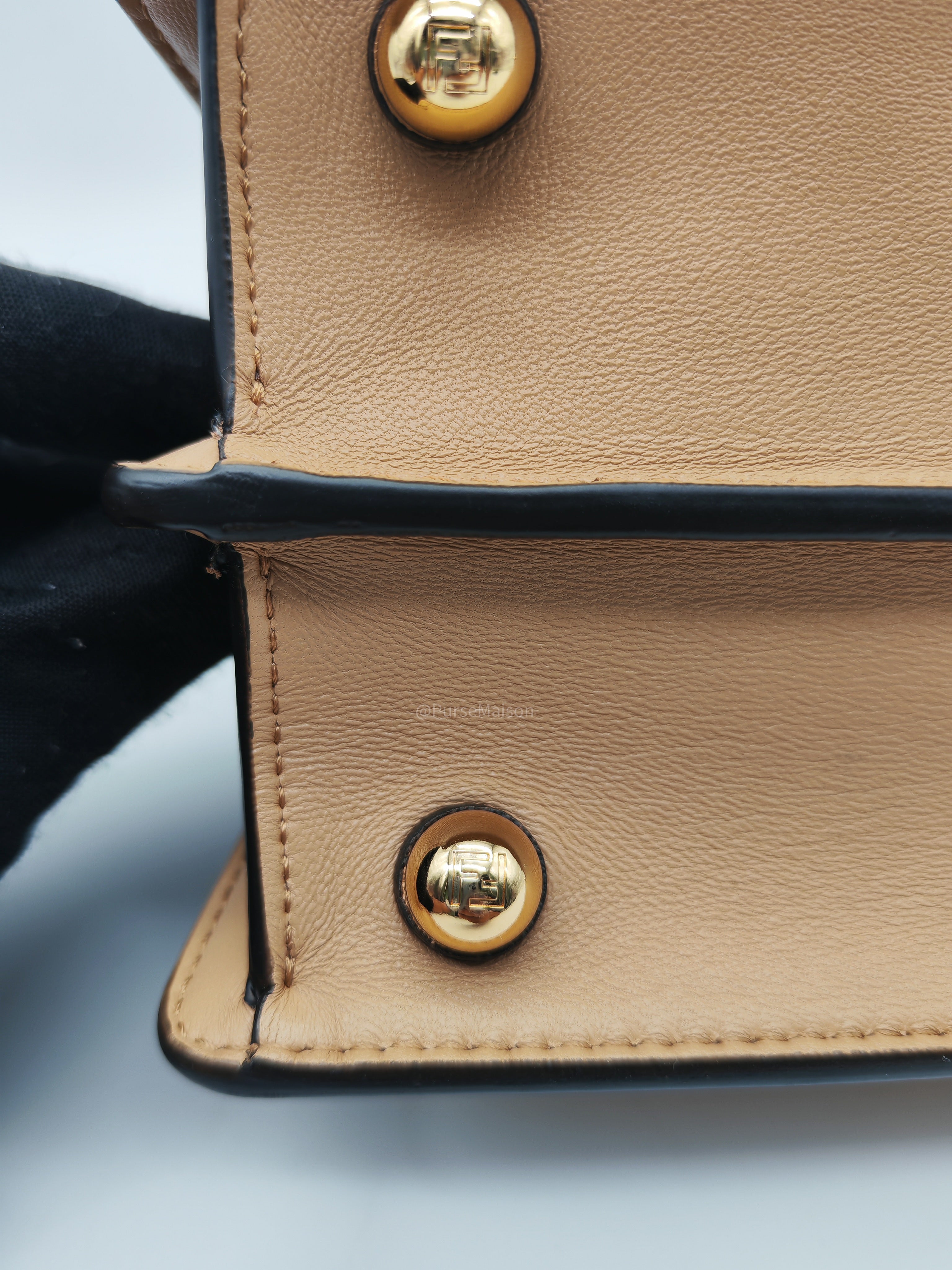 Fendi Peekaboo ISeeU Bag in Dark Beige Calfskin Leather and Gold Hardware