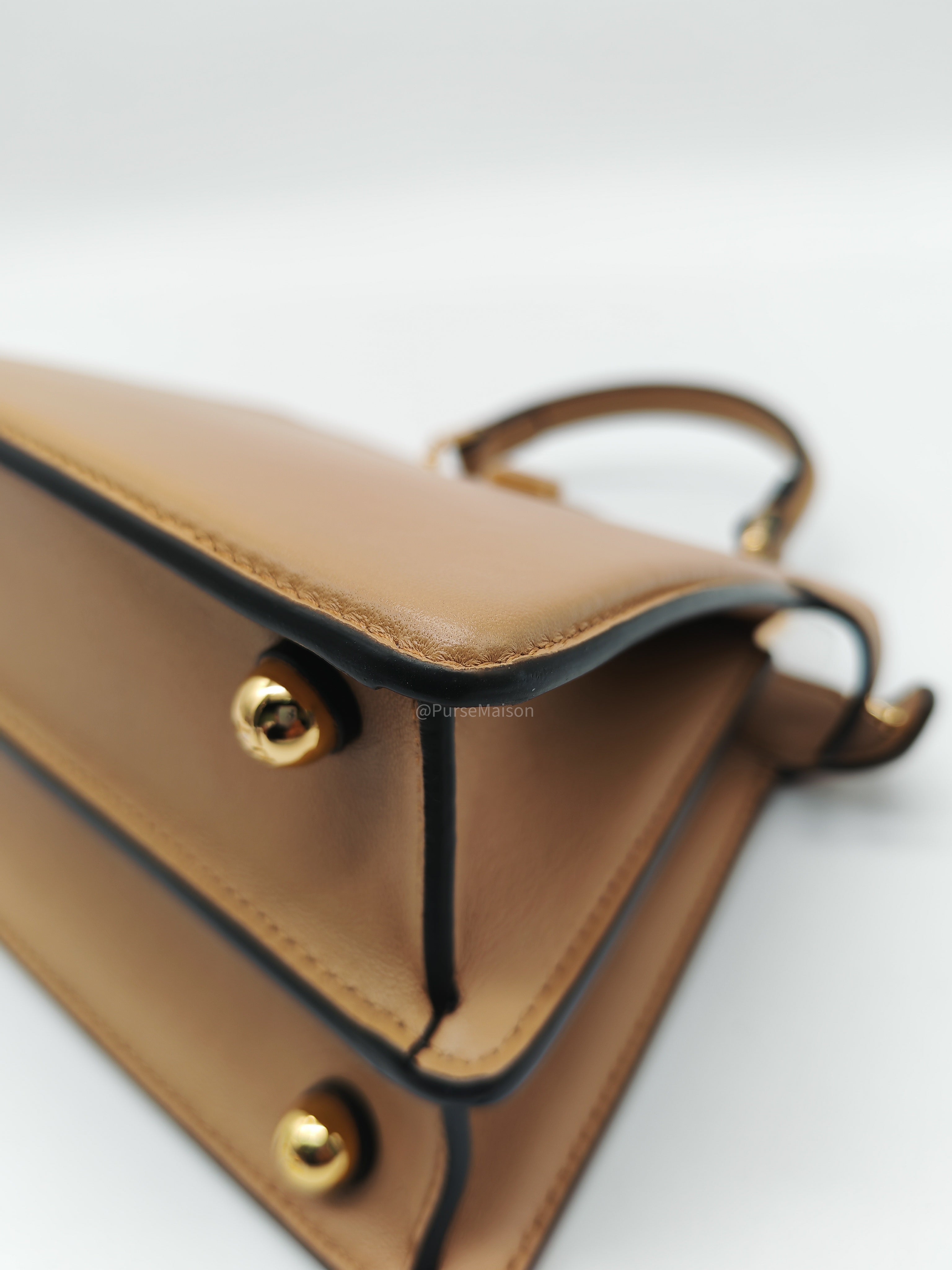 Fendi Peekaboo ISeeU Bag in Dark Beige Calfskin Leather and Gold Hardware