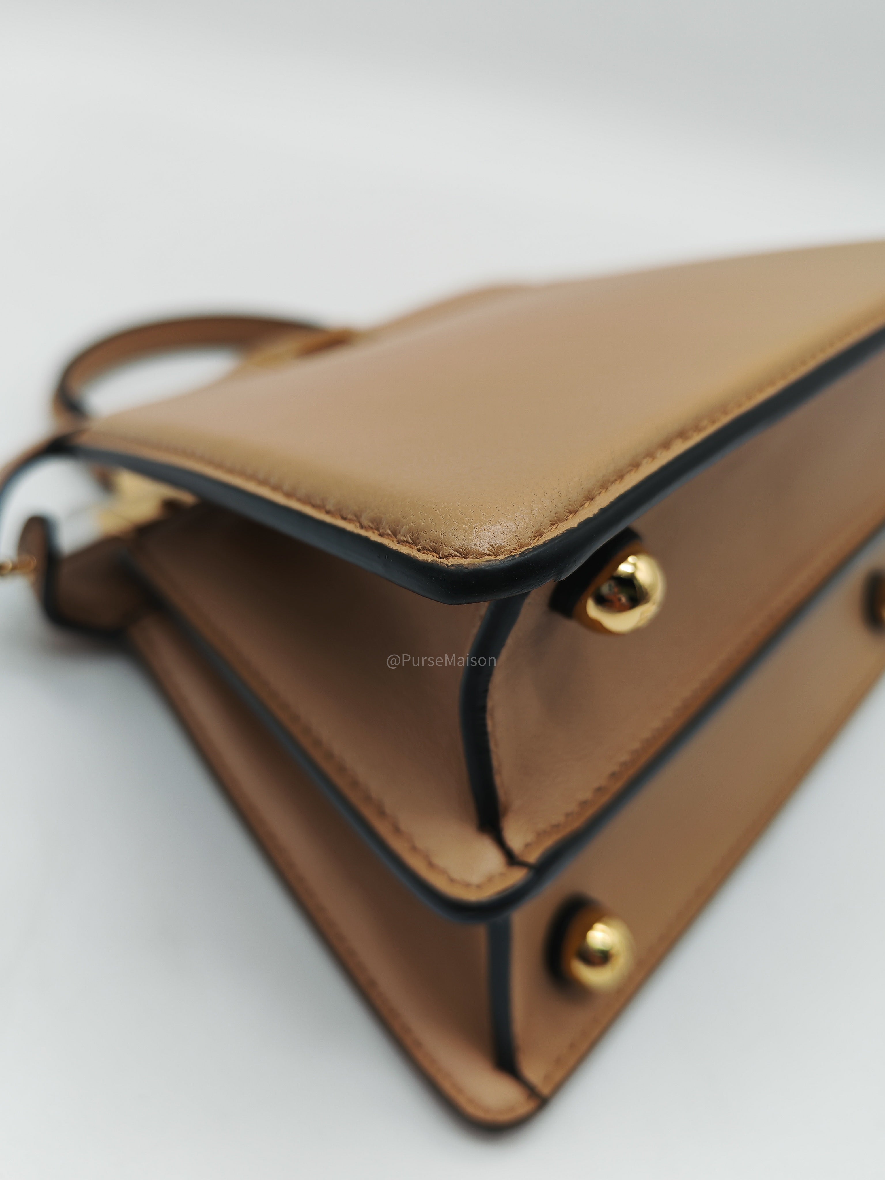 Fendi Peekaboo ISeeU Bag in Dark Beige Calfskin Leather and Gold Hardware