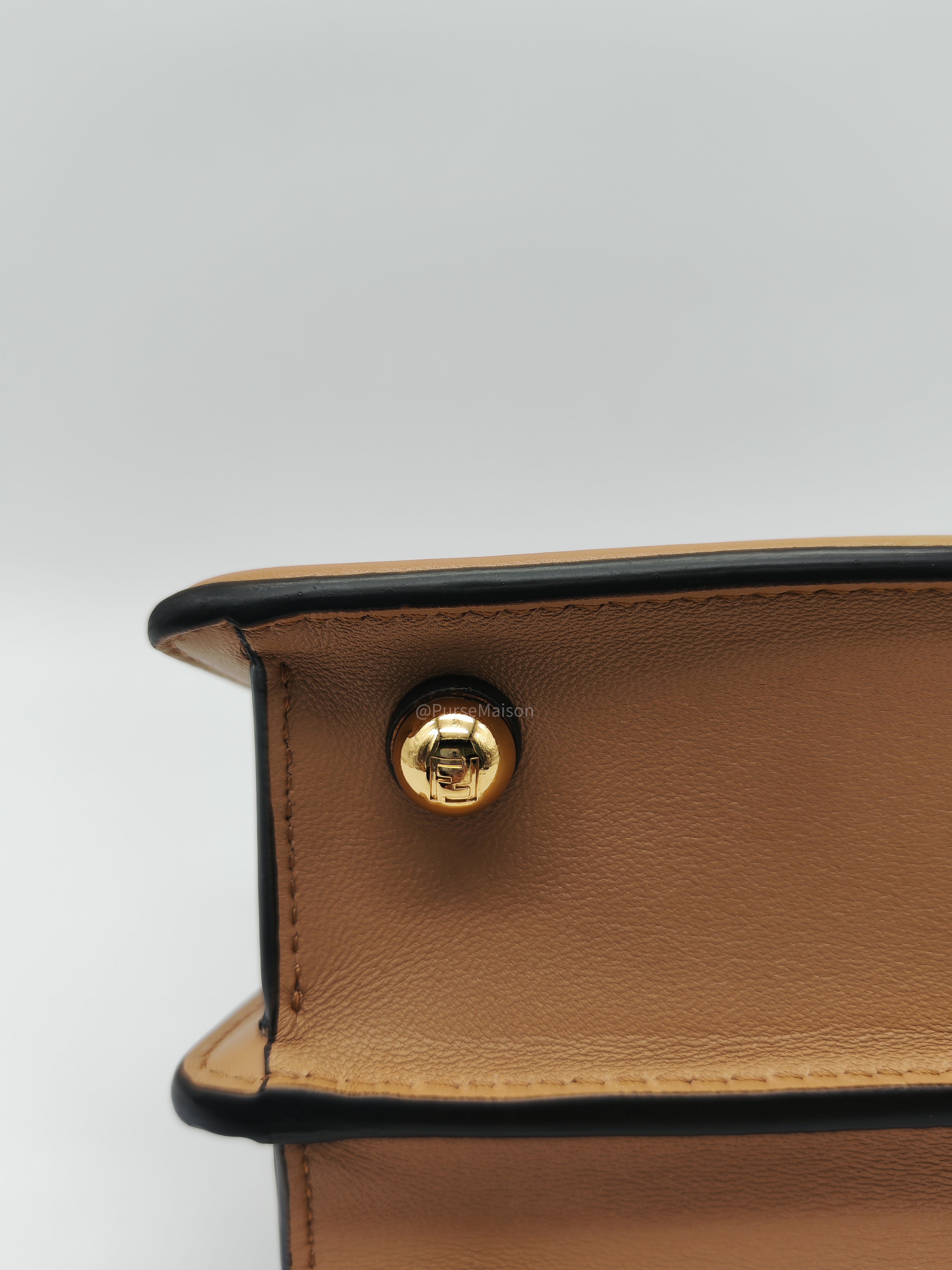 Fendi Peekaboo ISeeU Bag in Dark Beige Calfskin Leather and Gold Hardware