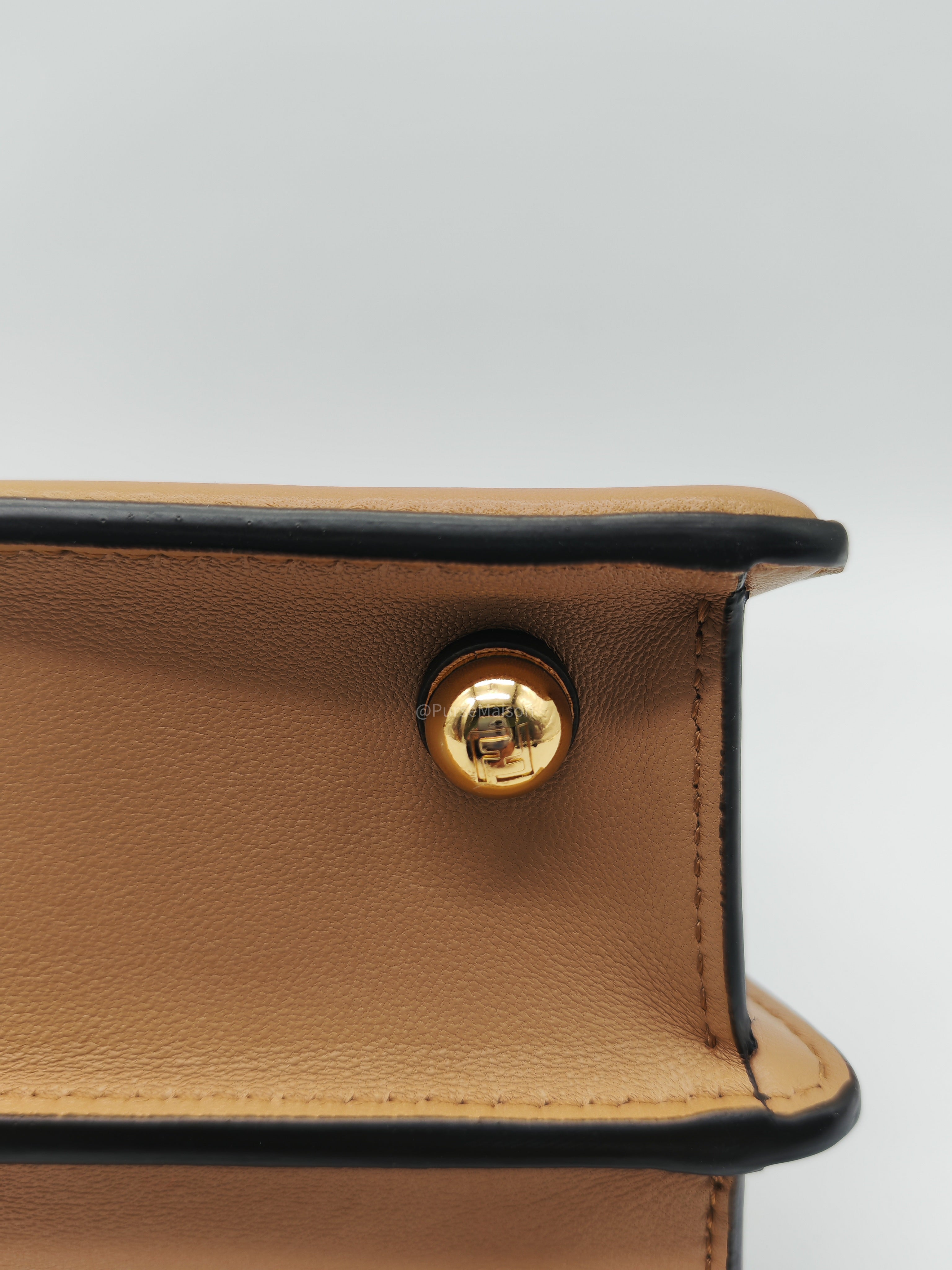 Fendi Peekaboo ISeeU Bag in Dark Beige Calfskin Leather and Gold Hardware