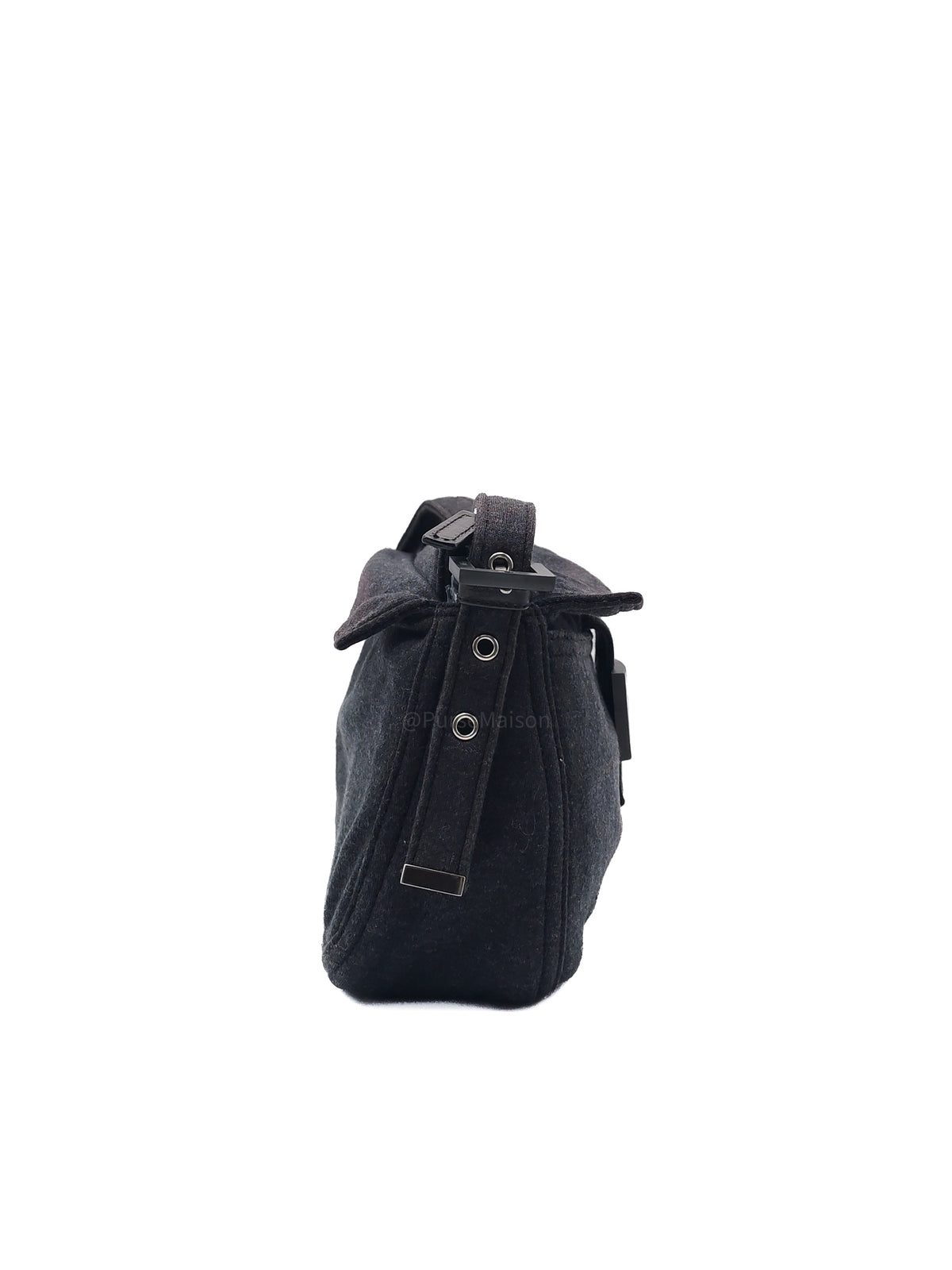 Fendi Zucca FF Baguette Shoulder Bag in Black Fabric and Black/Silver Hardware