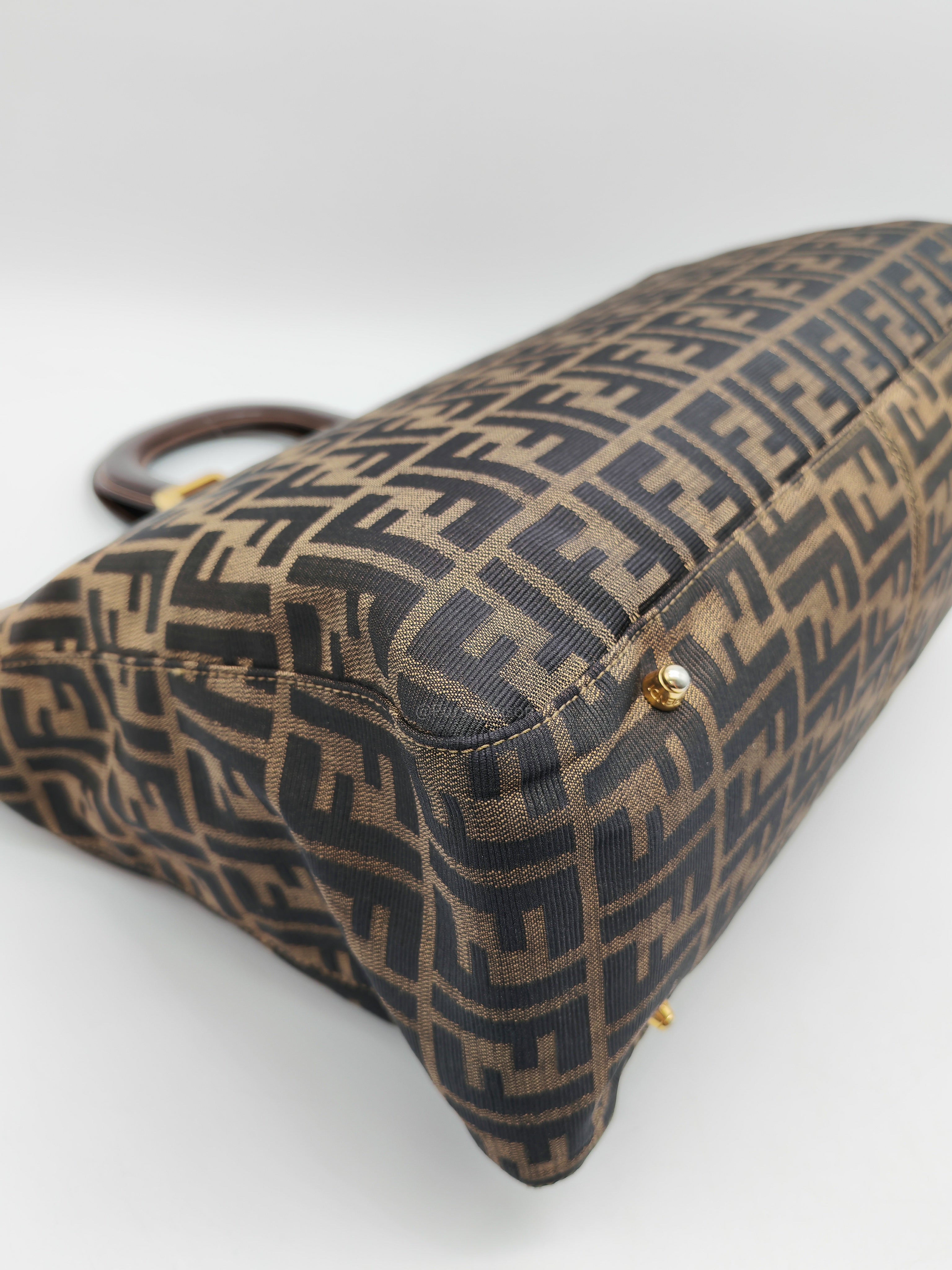 Fendi Twins Tote Bag Large in Zucca FF Monogram Canvas and Gold Hardware
