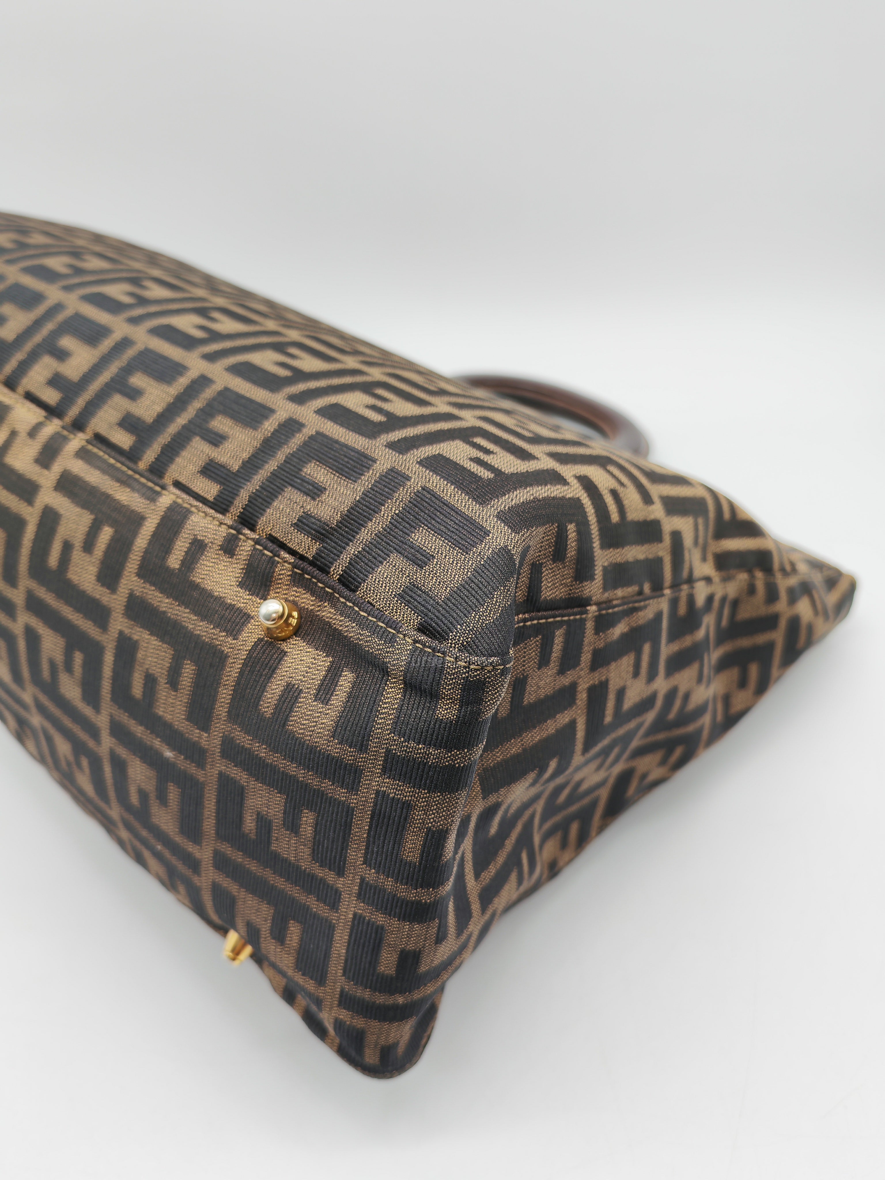 Fendi Twins Tote Bag Large in Zucca FF Monogram Canvas and Gold Hardware