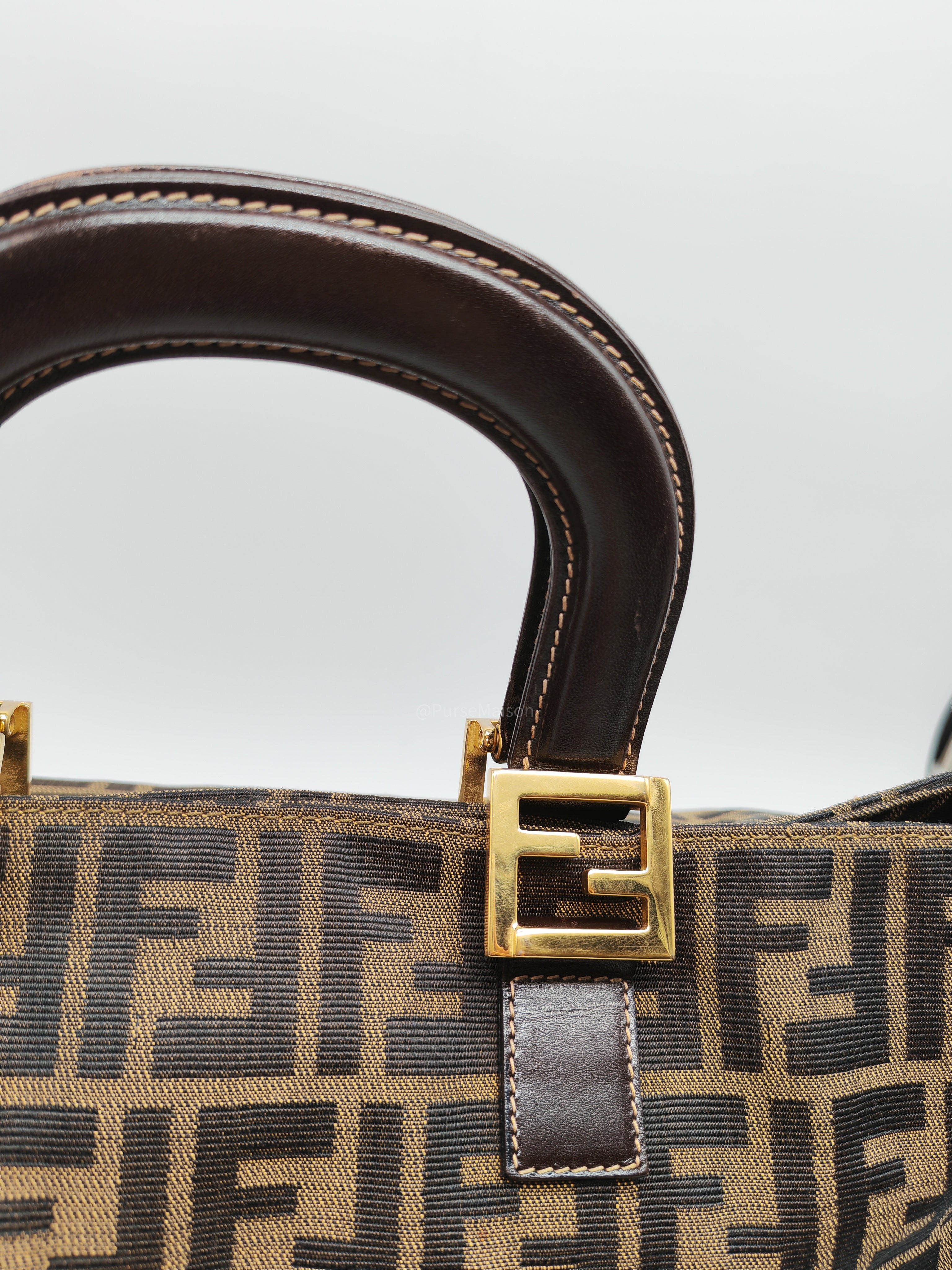 Fendi Twins Tote Bag Large in Zucca FF Monogram Canvas and Gold Hardware